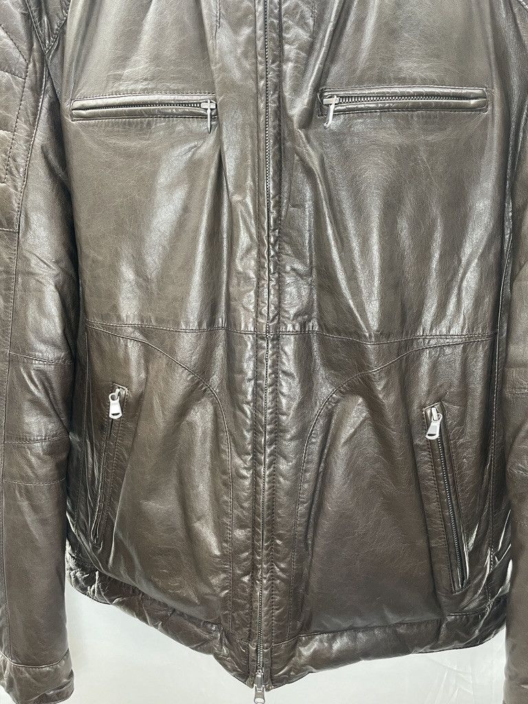 Brunello Cucinelli BRUNELLO CUCINELLI Brown Leather Nylon Blue Bomber Jacket Size US L / EU 52-54 / 3 - 5 Thumbnail