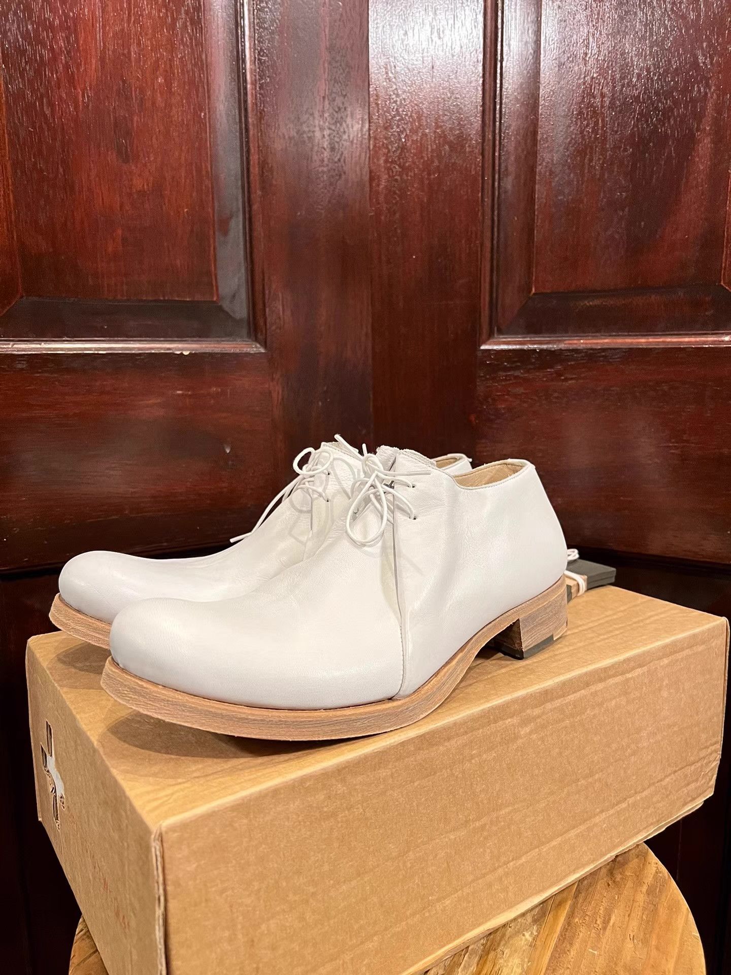 Ma+ m.a+ Men's White Washable Calf Double Fold Derby Ｑ25 Size US 7 / EU 40 - 1 Thumbnail