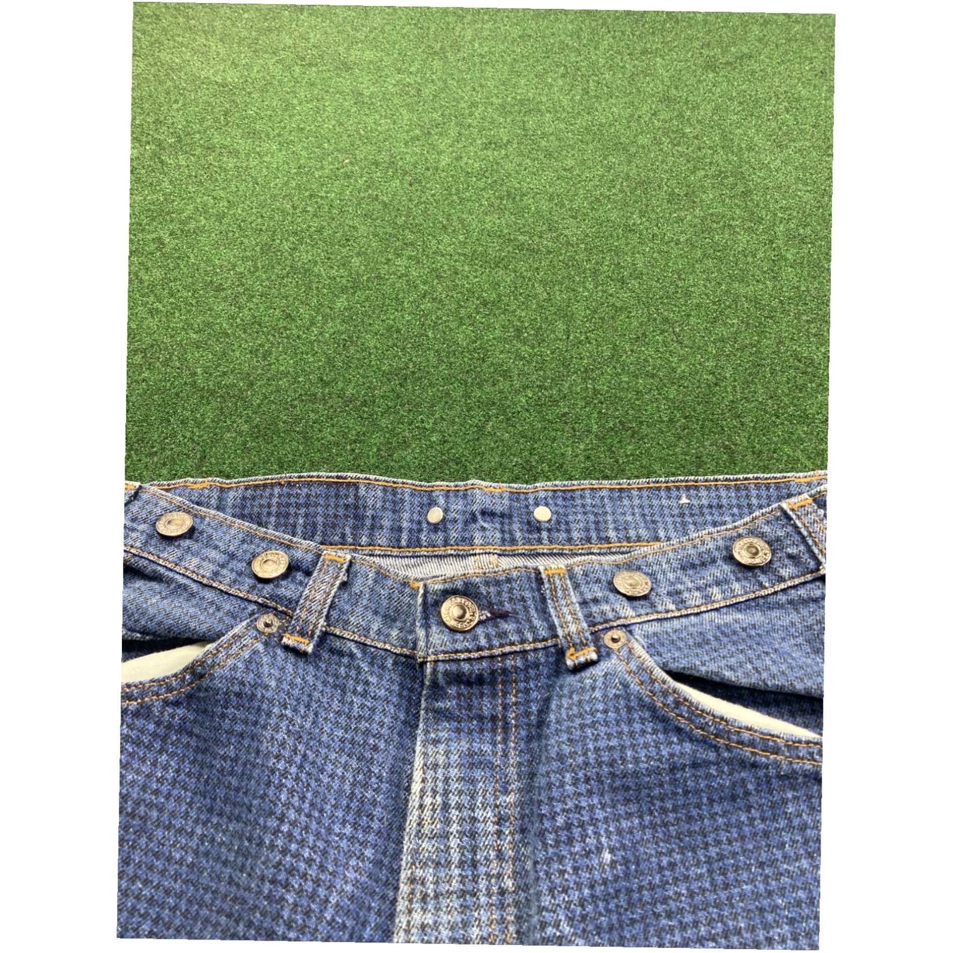 Levi's Vintage Levis Black Tab 40552 5814 Suspenders Buttons Jeans 33X34 Checkered Rare Size US 33 - 5 Thumbnail