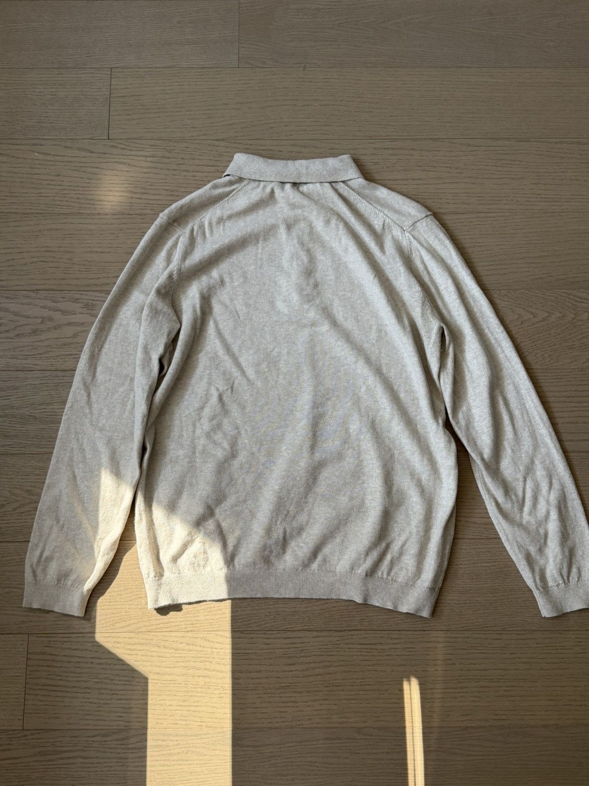 A Day's March Tan Knit Long Sleeve Cotton Polo Size US M / EU 48-50 / 2 - 2 Thumbnail