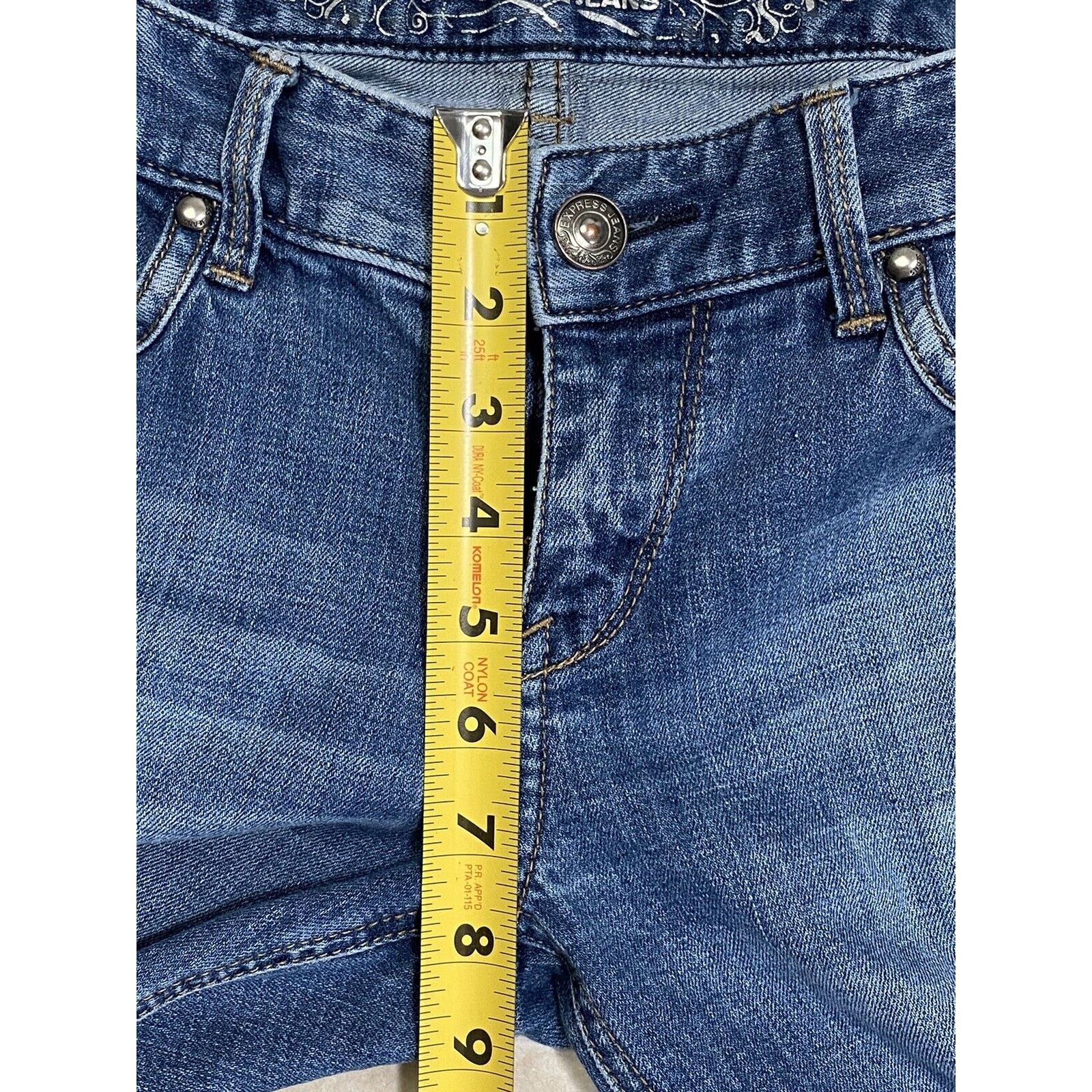 Express Express Jeans Size 6 Boot Cut Dark Wash Blue Denim Y2K Size 28" / US 6 / IT 42 - 10 Thumbnail