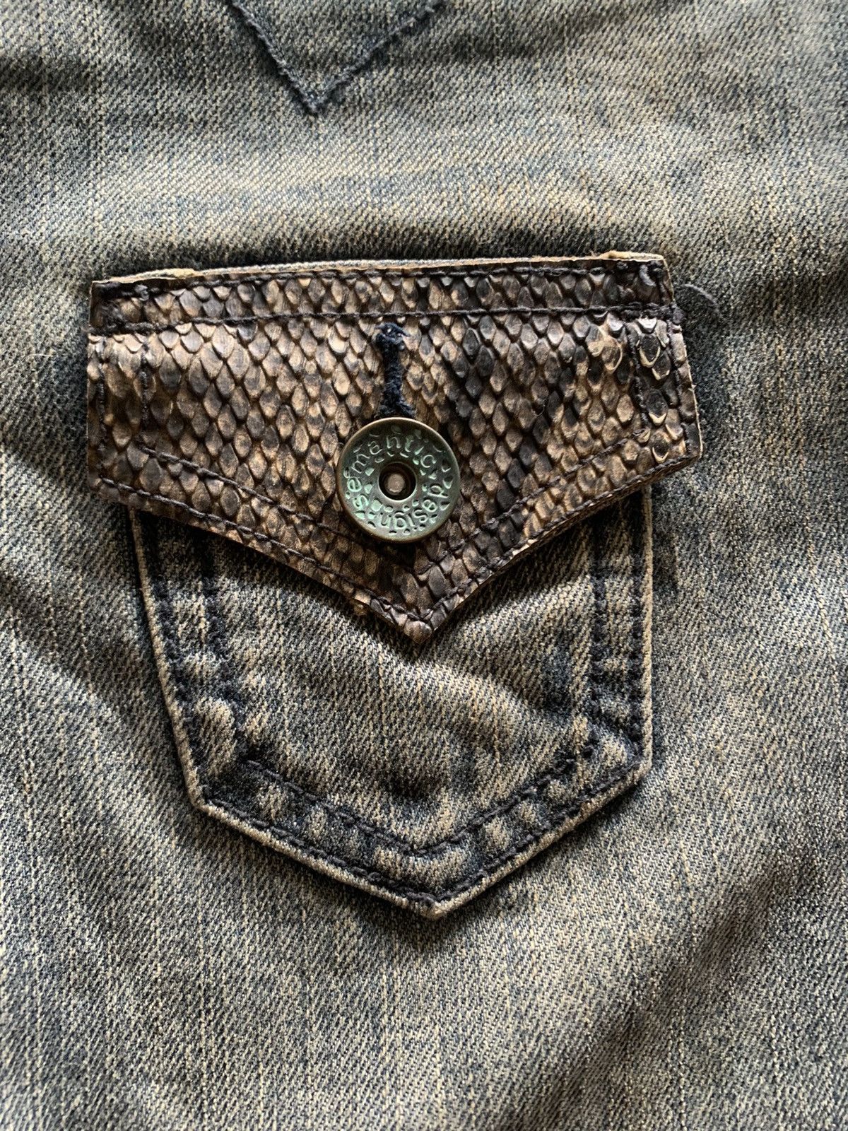 If Six Was Nine flare semantic design snake skin patch with zipper Size US 31 - 11 Thumbnail