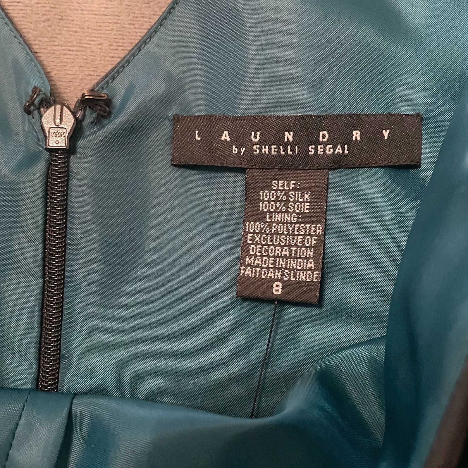 Laundry by Shelli Segal Laundry by Shelli Segal Sleeveless Beaded Silk Dress Teal 8 Size M / US 6-8 / IT 42-44 - 4 Thumbnail