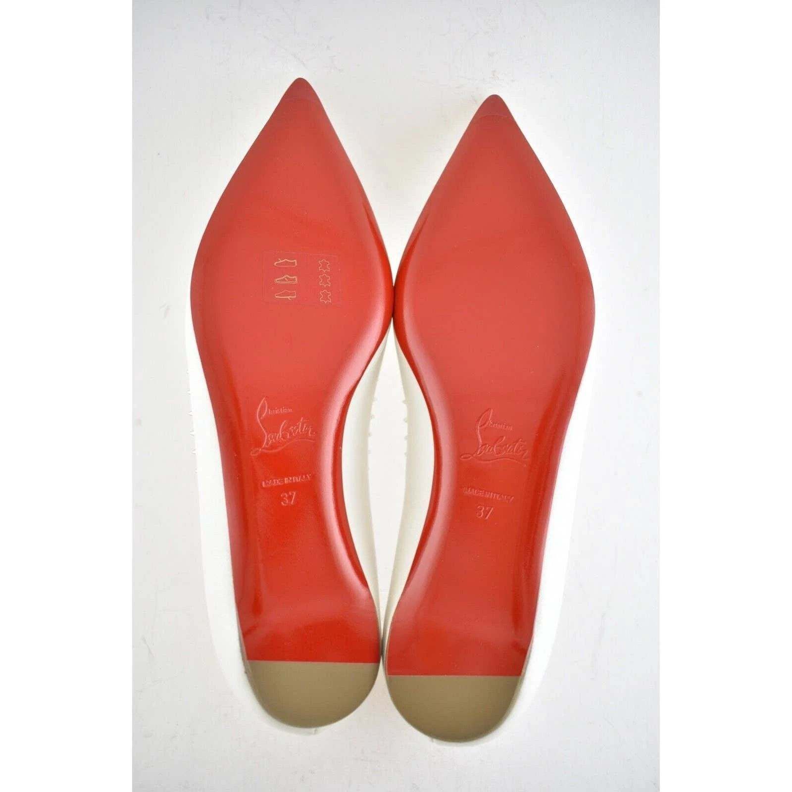 Christian Louboutin Anjalina Flat White Snow Leather Spike Pointed Ballerina 36 Size US 6 / IT 36 - 15 Thumbnail