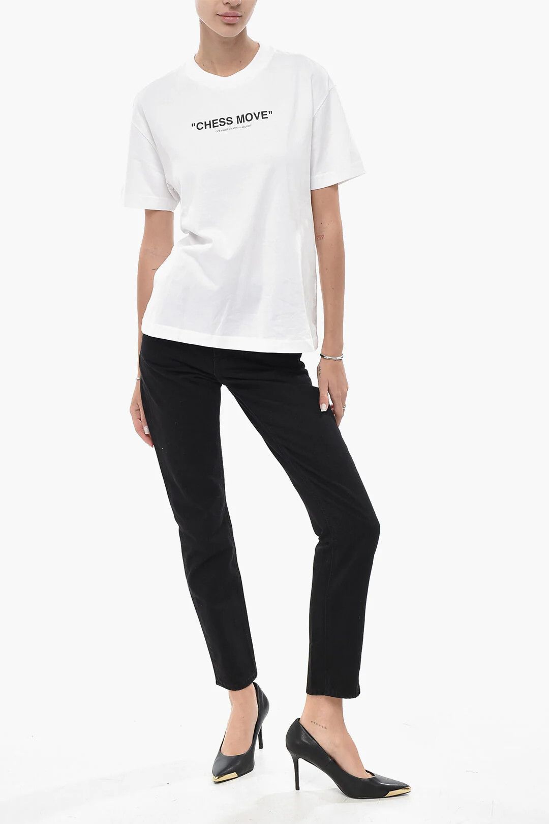 Off-White og1mm0426 Cotton Crewneck T-Shirt in White Size S / US 4 / IT 40 - 4 Thumbnail