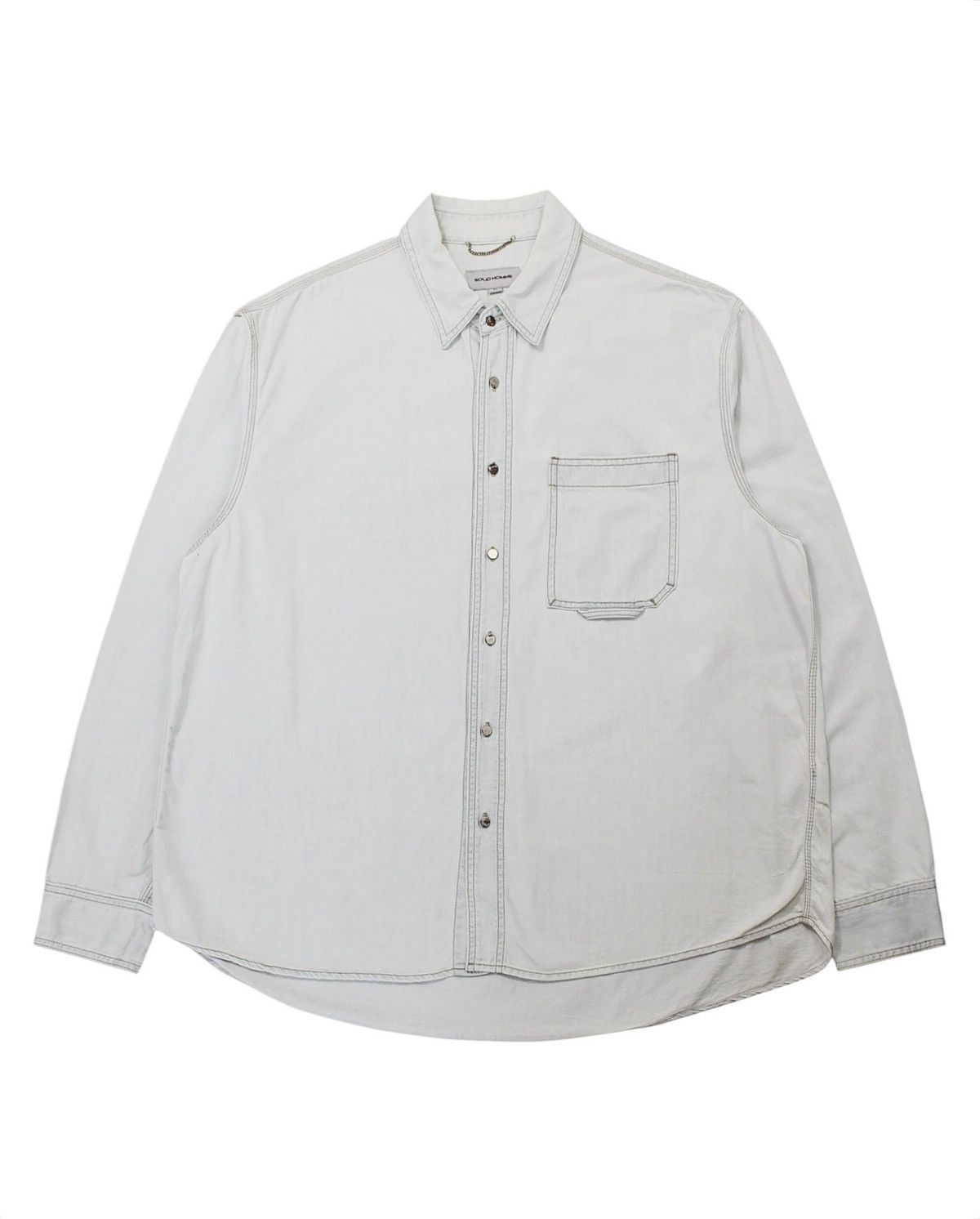 Solid Homme SS2019 SOLID HOMME OVERSIZED LIGHT WASHED DENIM SHIRT Size US XL / EU 56 / 4 - 1 Thumbnail