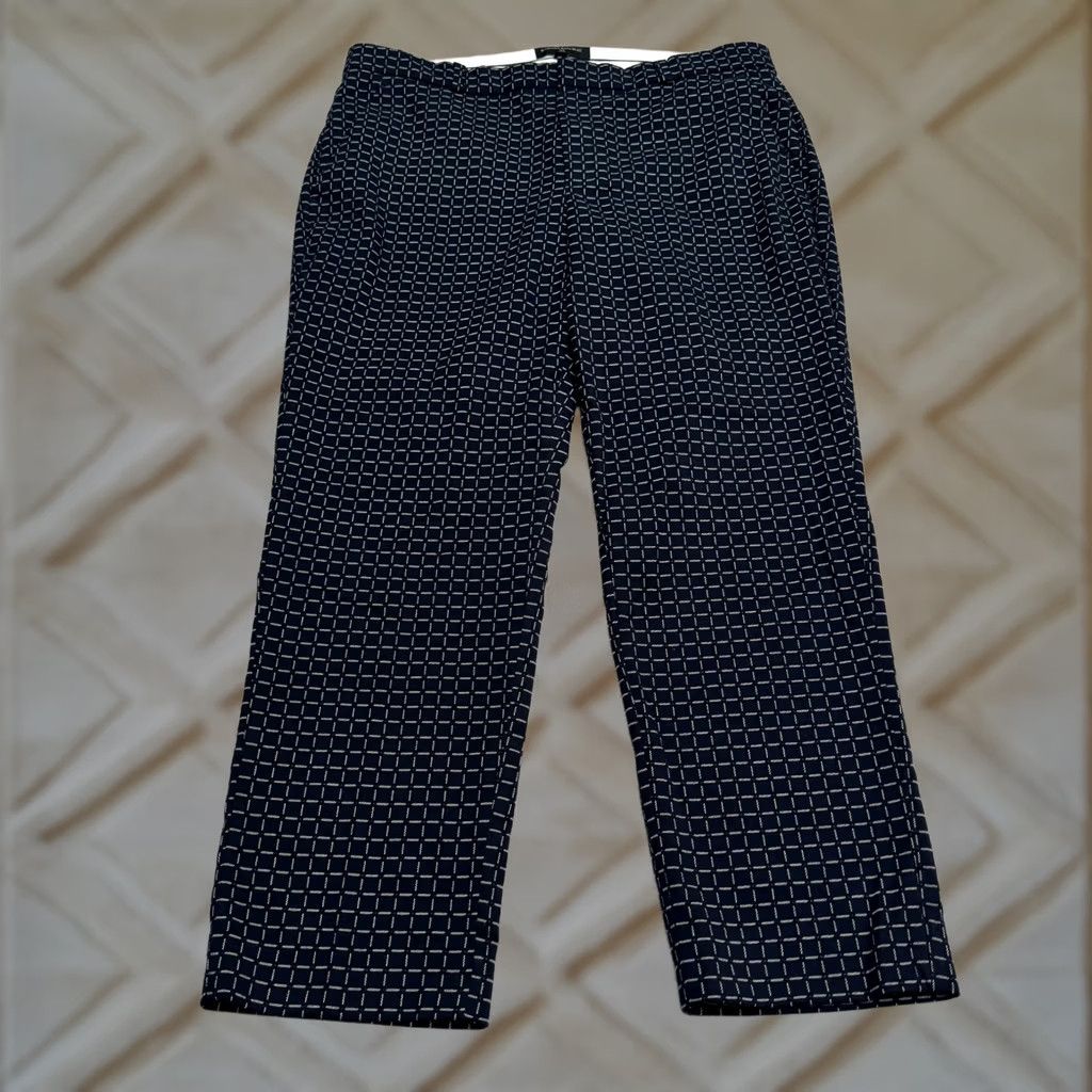 Banana Republic Banana Republic Avery Abstract Straight Leg Ankle Pant Womens 12 Navy Blue Size 34" / US 12 / IT 48 - 1 Thumbnail