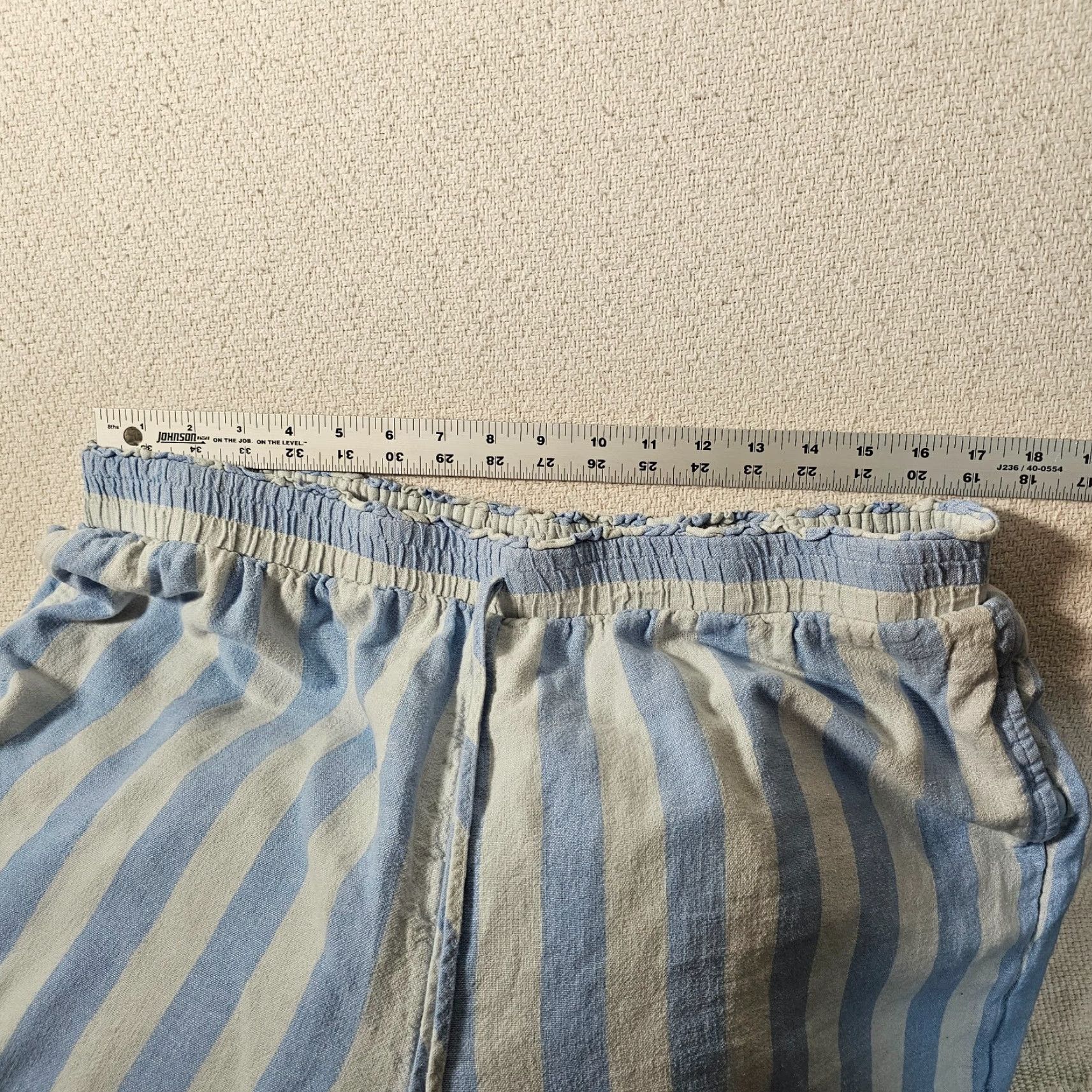 Vintage VINTAGE Lauren Conrad Women's Wide Leg Pants Casual Linen Blue 2XL Cropped Summer Size 40" / US 18 - 5 Thumbnail