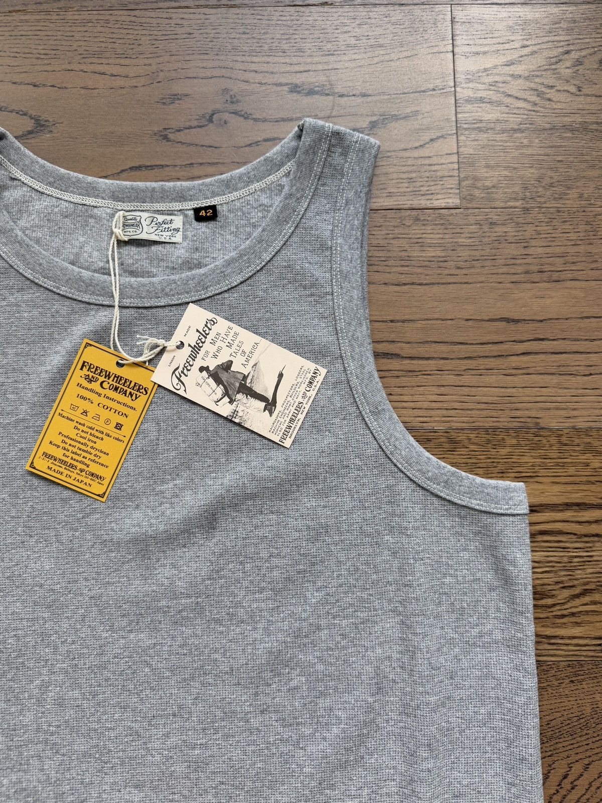 Freewheelers Freewheelers Japan Power Wear Grey Cotton Mens Tank Top New Size US L / EU 52-54 / 3 - 2 Thumbnail