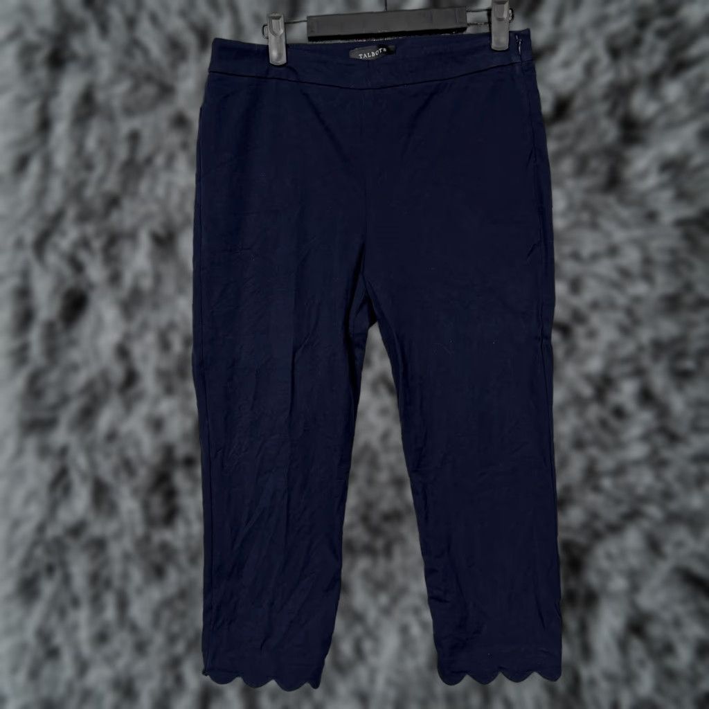 Talbots Talbots Chatham Crop Pants 4P Petite Blue Scallop Hem Straight Stretch Preppy Size 27" / US 4 / IT 40 - 1 Thumbnail