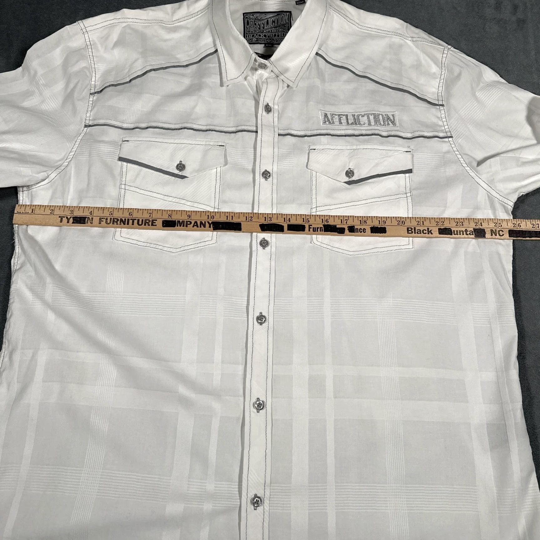 Affliction Affliction Shirt 2XL White Long Sleeve Western Buckle Exclusive Reflective Mens Size US XXL / EU 58 / 5 - 7 Thumbnail