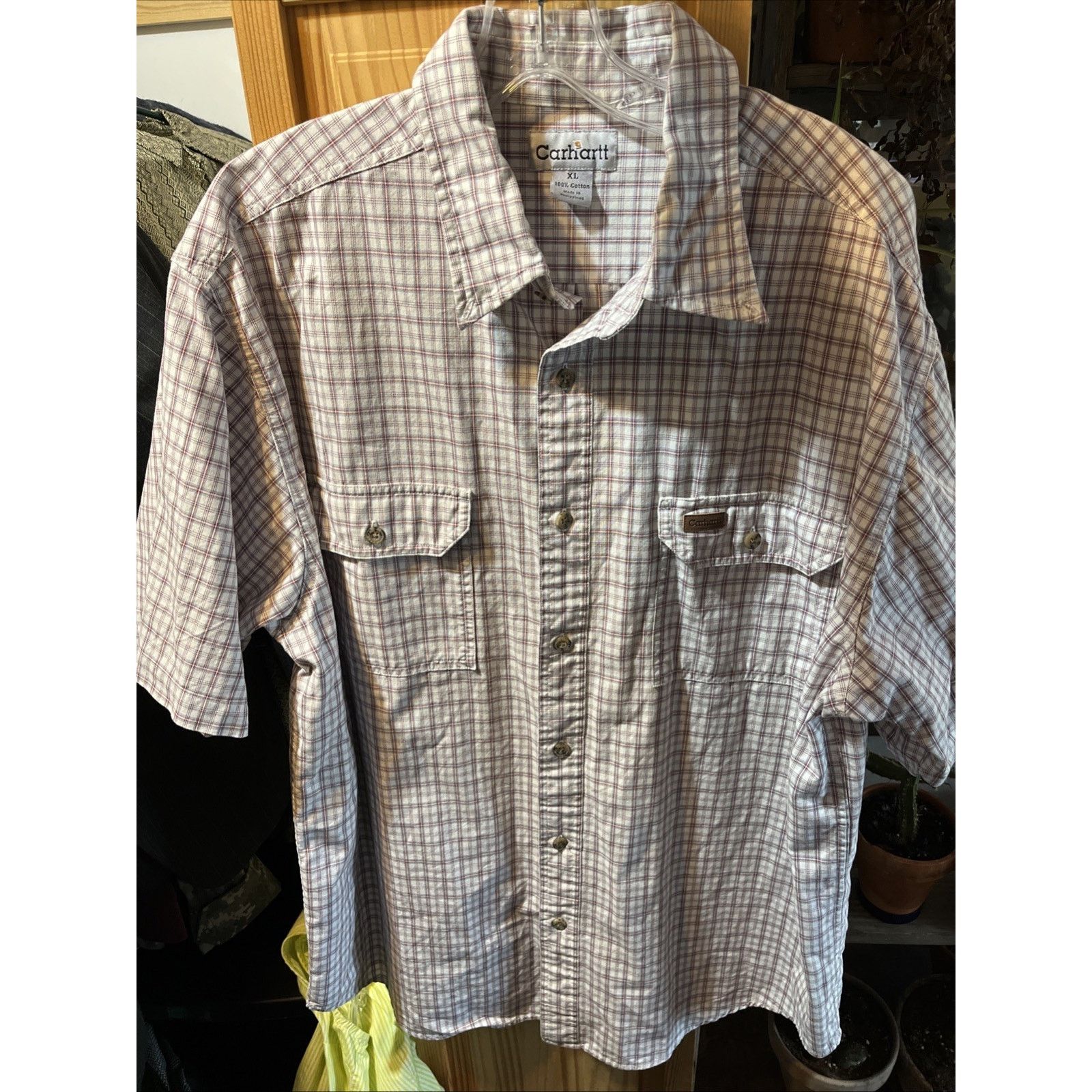 Carhartt Carhartt Shirt Men’s XL White Checkered Plaid SS Button Up Size US XL / EU 56 / 4 - 11 Thumbnail