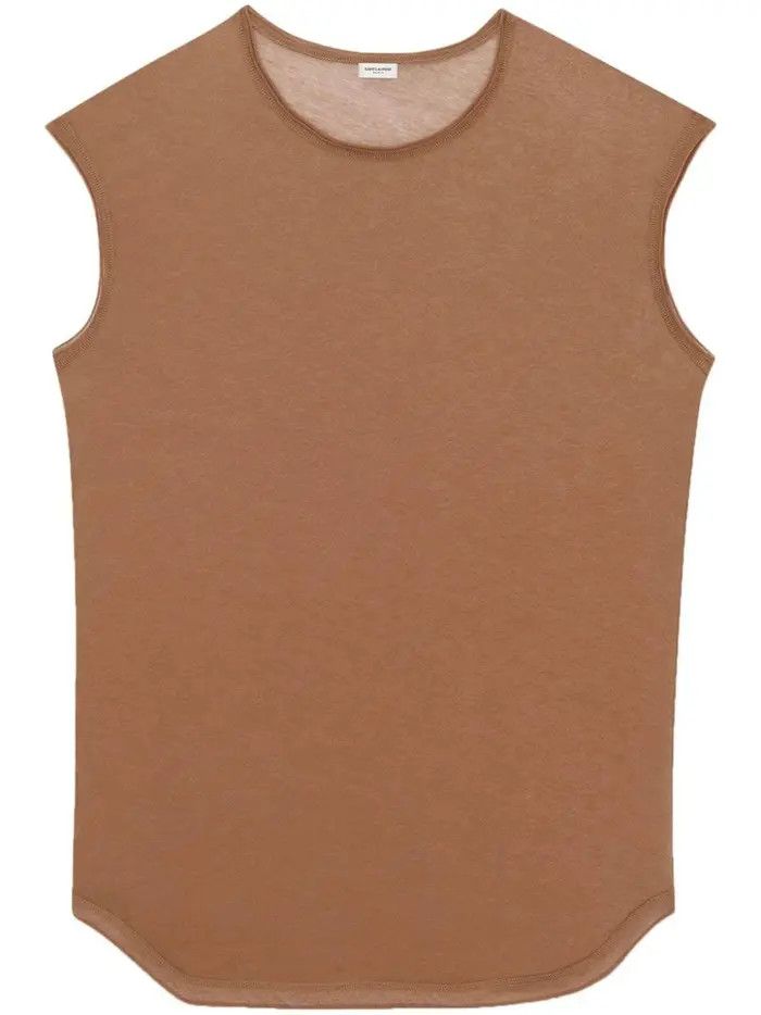Saint Laurent Paris o1bcso1str0625 Sleeveless T-Shirt In Jersey in Brown Size US S / EU 44-46 / 1 - 1 Thumbnail