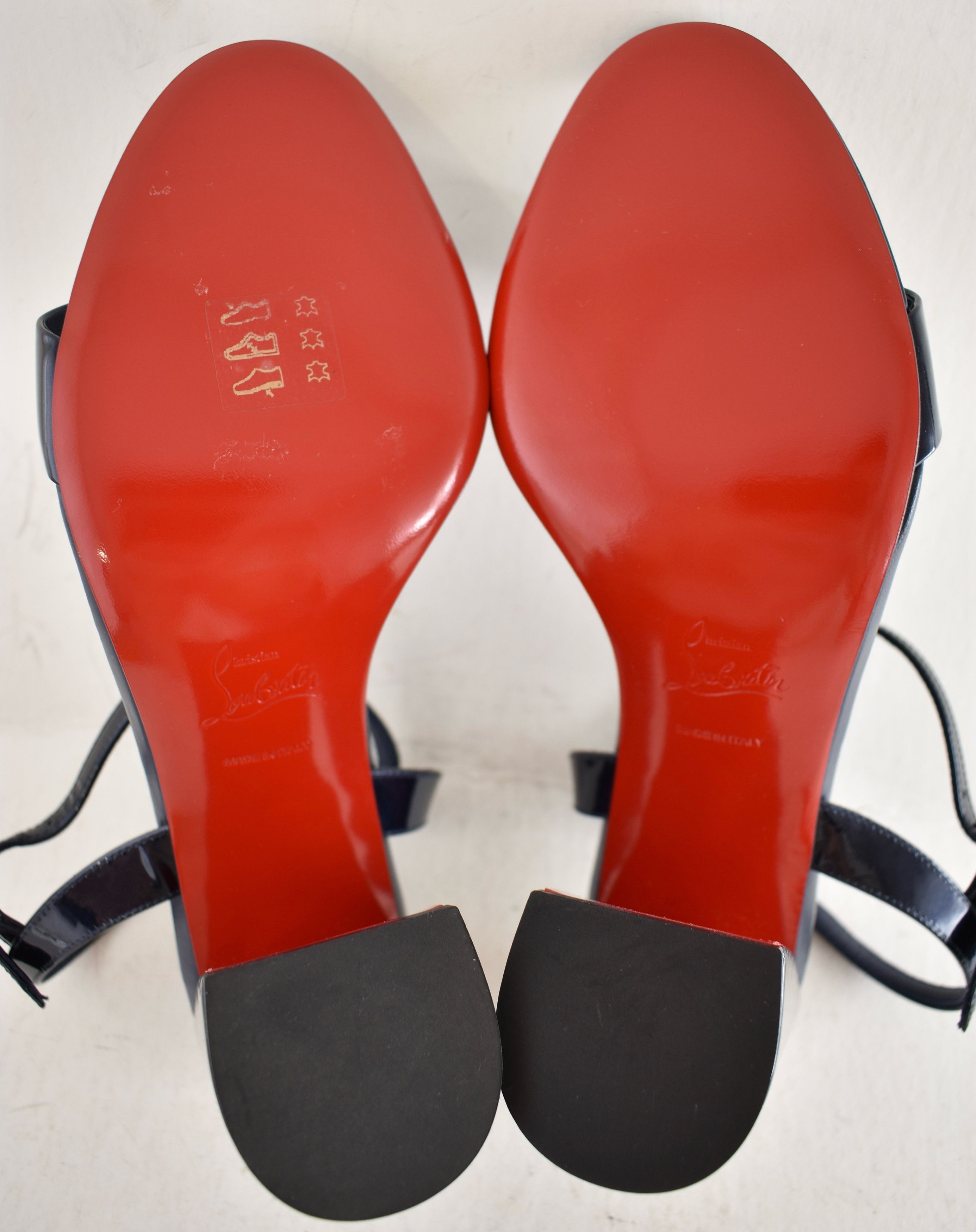 Christian Louboutin Miss Jane Sandal 85 Zaffiro Blue Ankle Strap Block Heel 40 Size US 10 / IT 40 - 16 Thumbnail