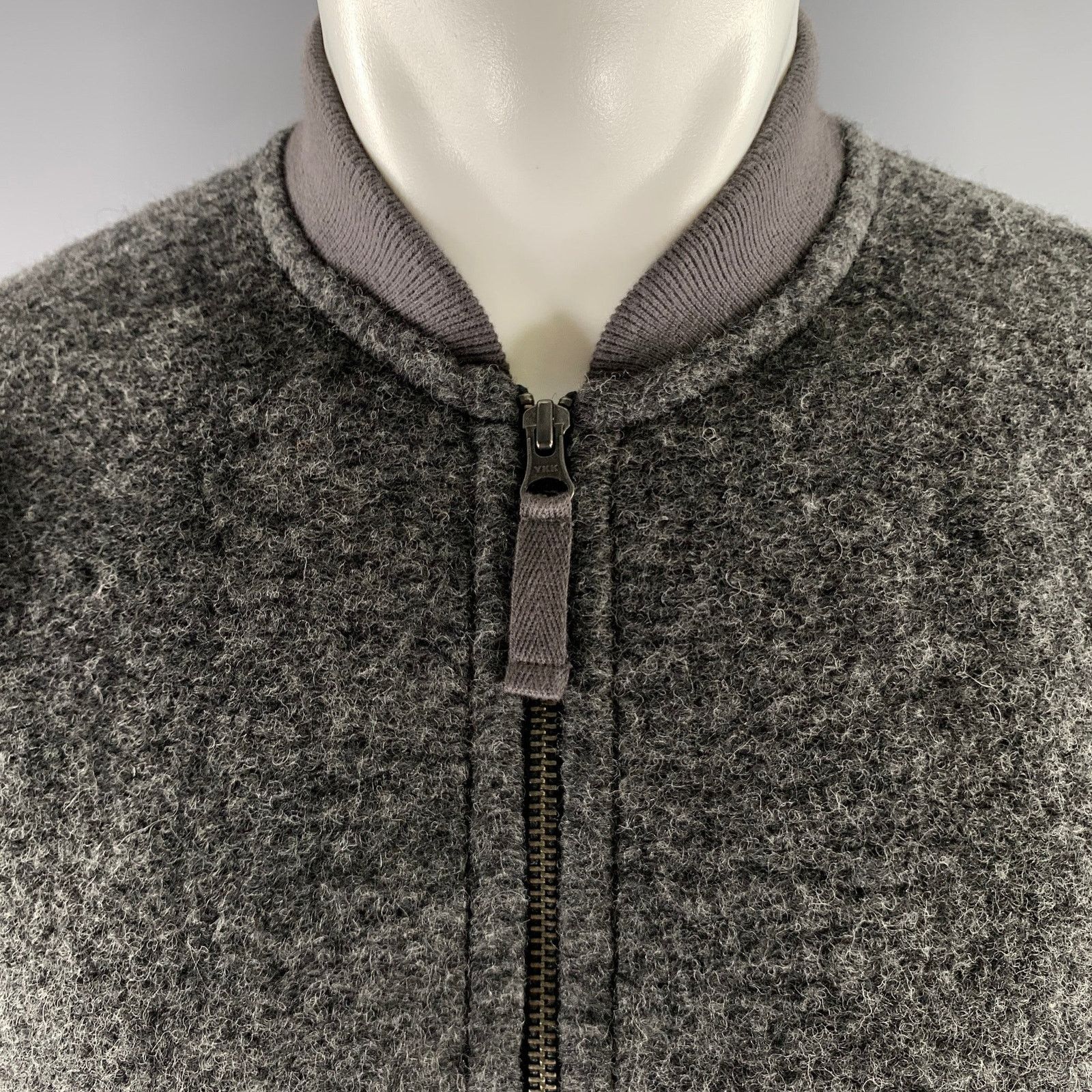Hartford HARTFORD Size L Grey Textured Wool Blend Bomber Jacket Size US L / EU 52-54 / 3 - 2 Thumbnail