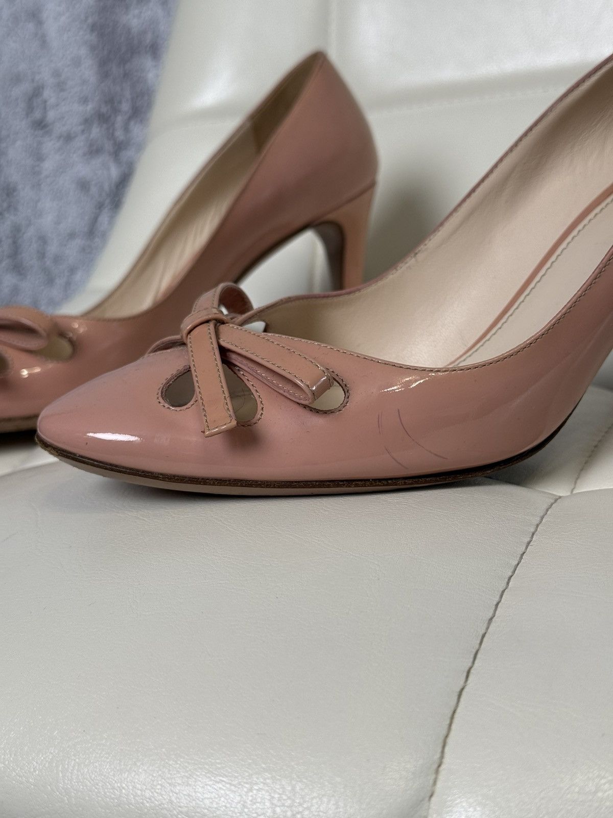 Prada Prada Dusty Pink Patent Leather Bow Pumps Heels Shoes Size US 9 / IT 39 - 3 Thumbnail