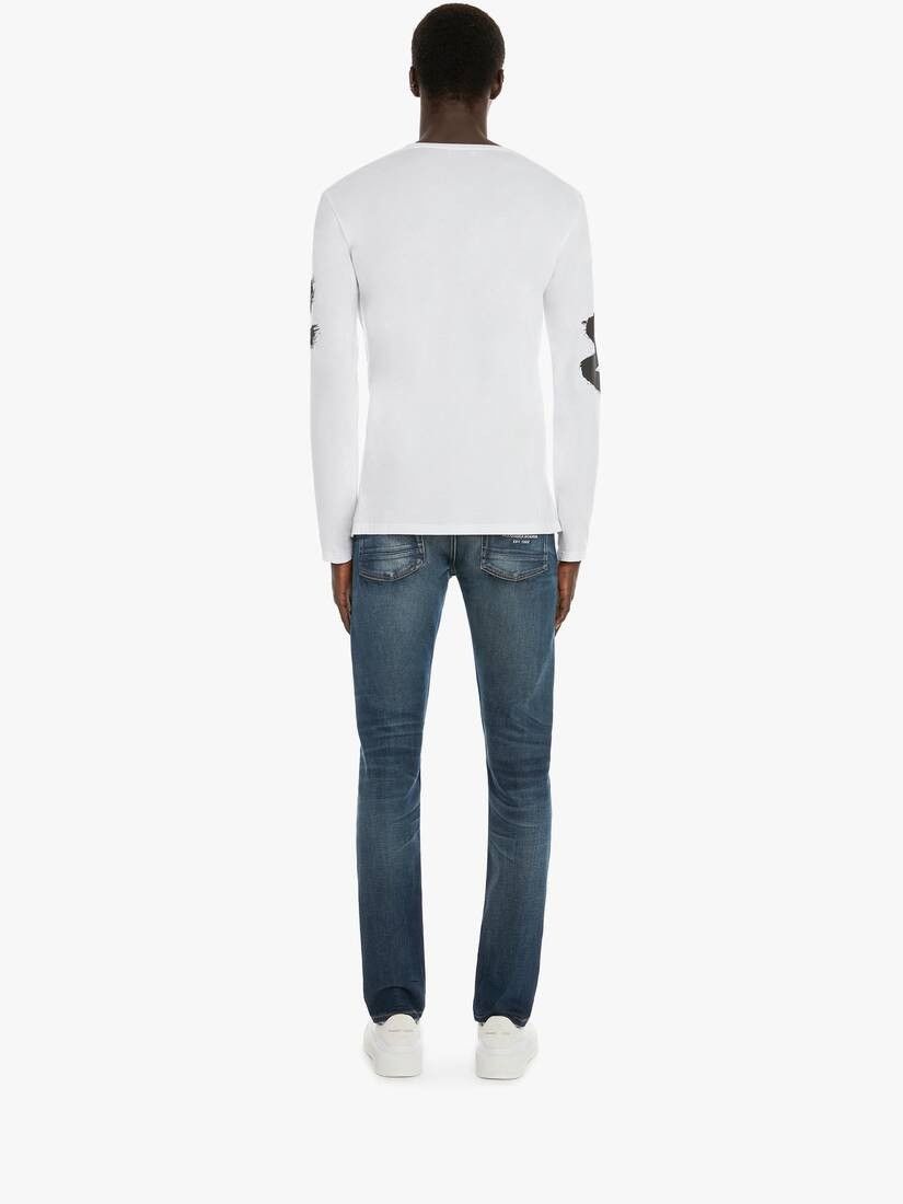 Alexander McQueen o1w1db10725 McQueen Graffiti Denim Jeans in Washed Blue Size US 38 / EU 54 - 3 Thumbnail