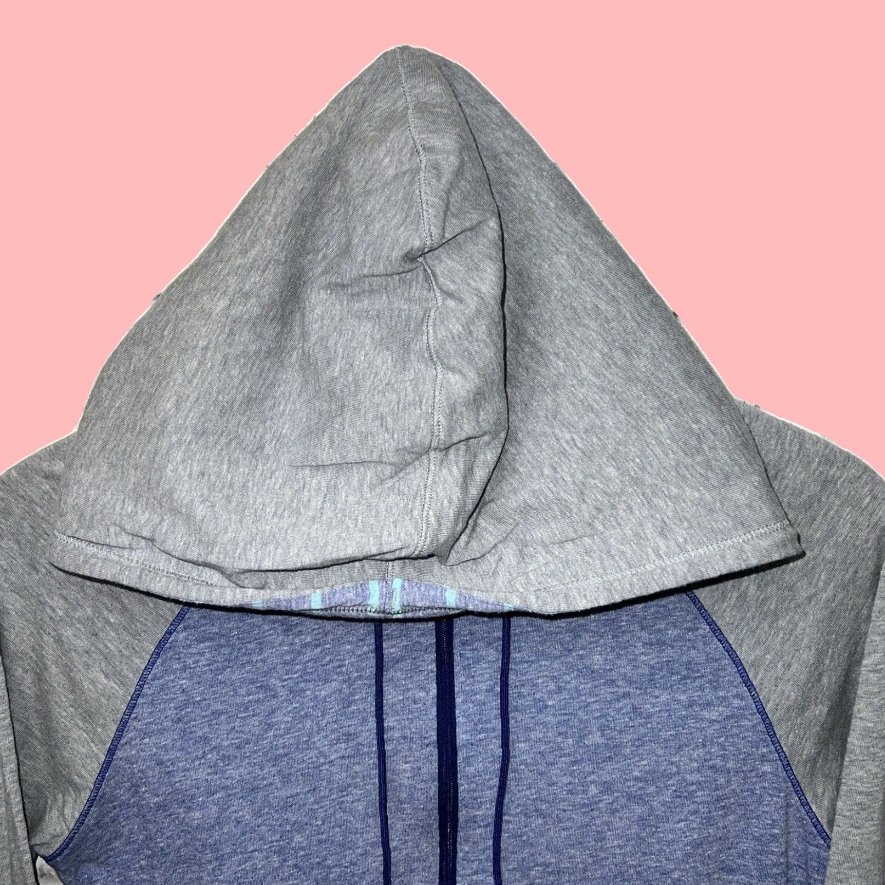 Blue buy And Grey Semi-Fitted Hooded Sweatshirt