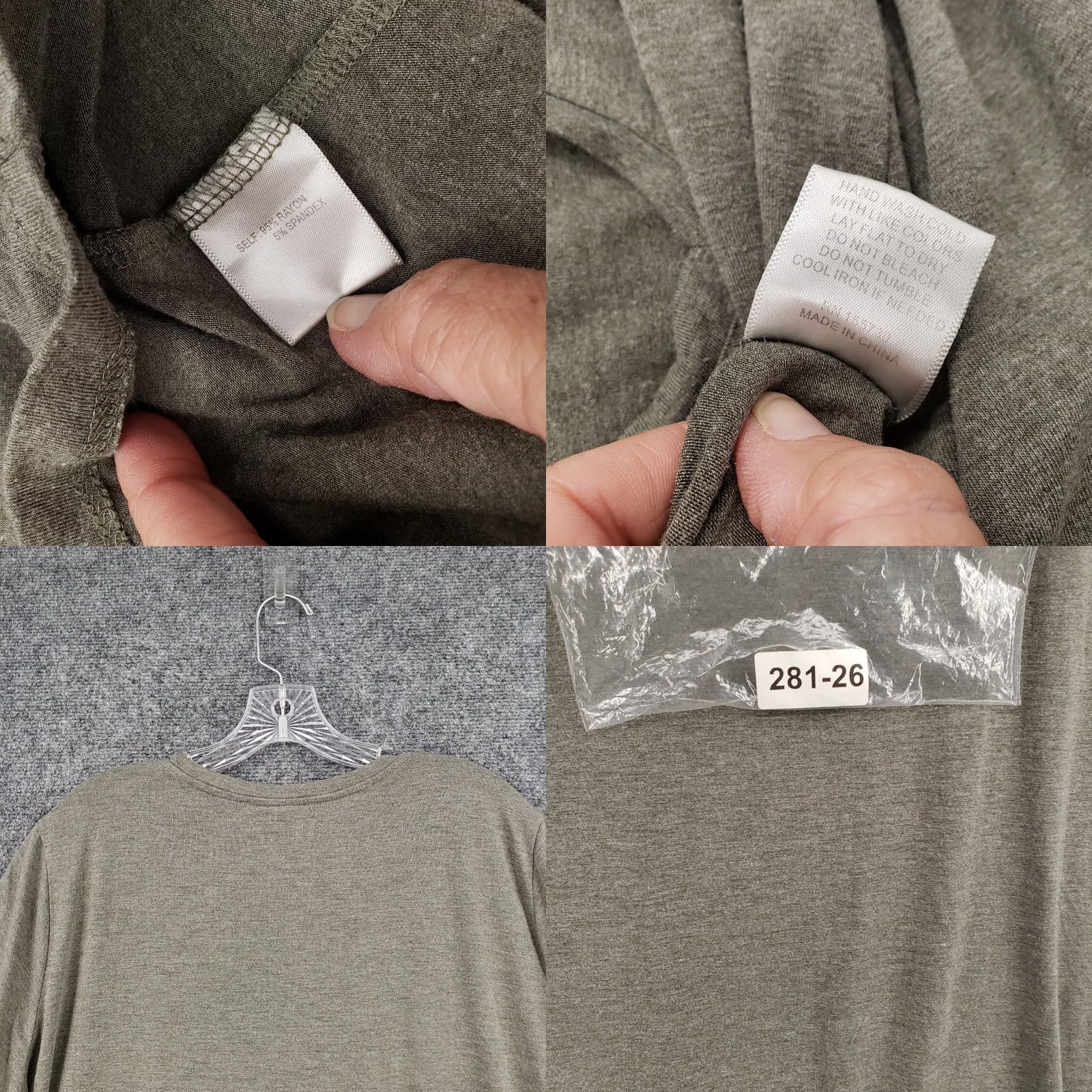 Vintage Rose Olive Womens 3X Plus Grey V Neck Size Shirt Size XXL / US 16-18 / IT 52-54 - 8 Thumbnail