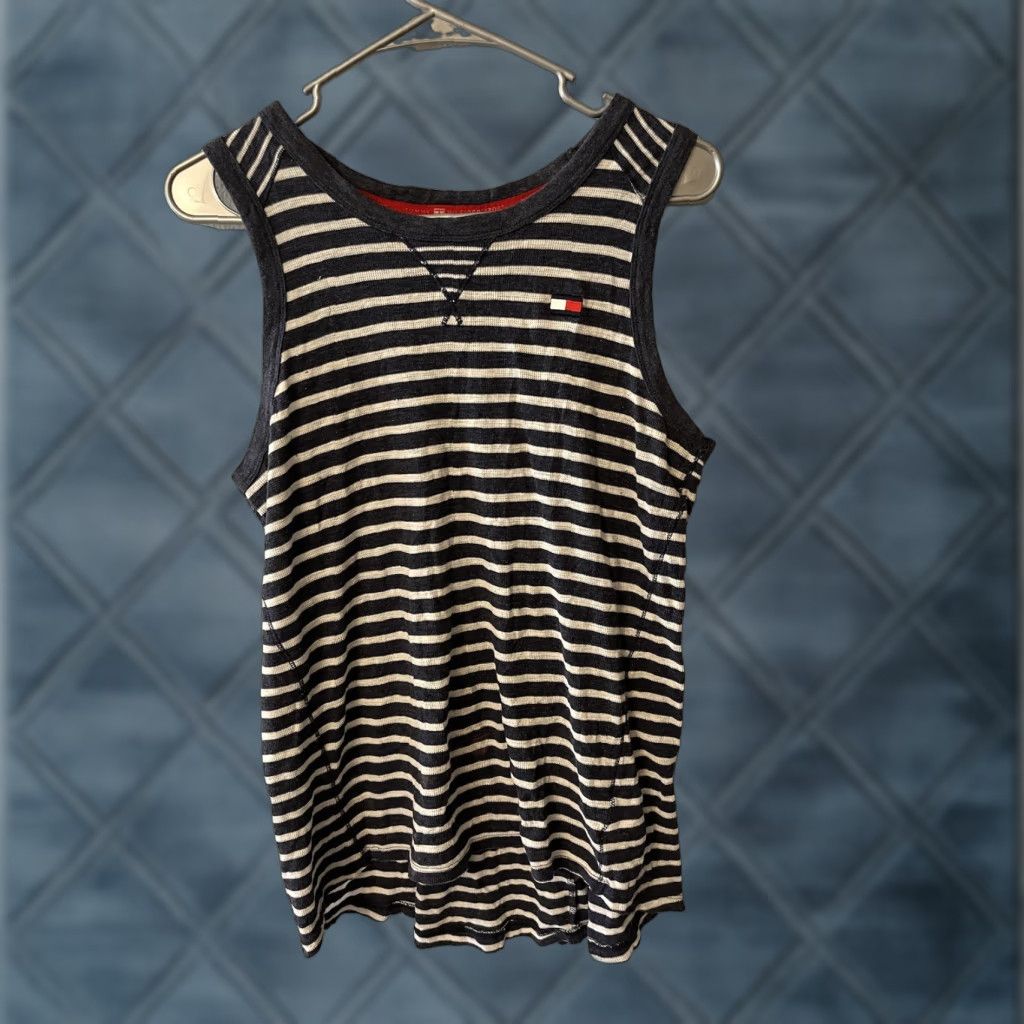 Tommy Hilfiger Tommy Hilfiger Sport Striped Tank Top Women's M Knit Casual Summer Blue Cotton Blend Logo Vintage: No Size M / US 6-8 / IT 42-44 - 1 Thumbnail