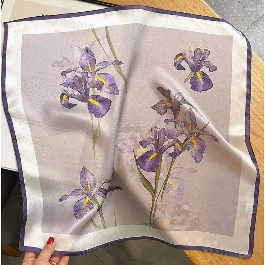 Other Floral Elegant Women Scarf Bandana Green Purple Vintage Sil Size ONE SIZE - 5 Thumbnail