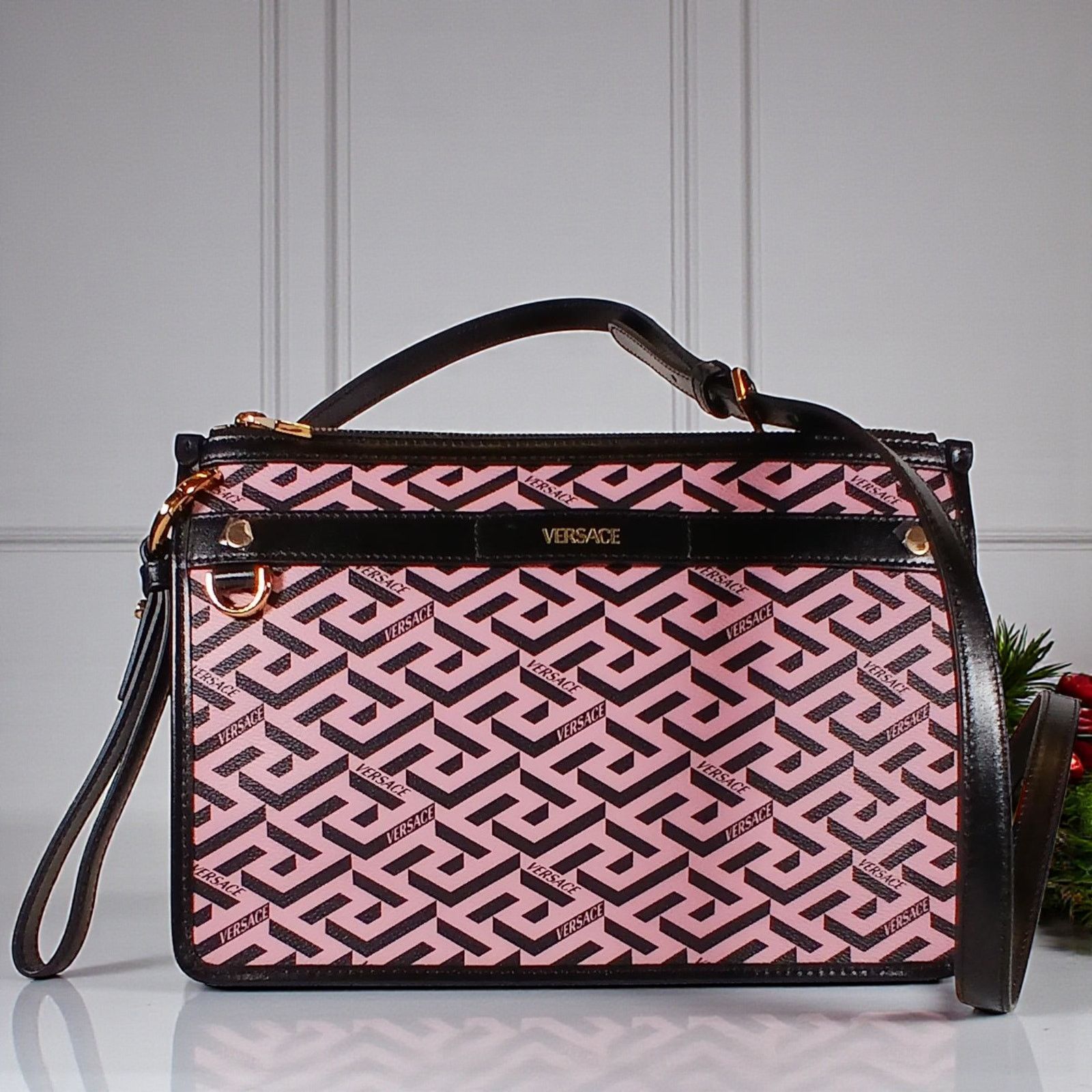 Versace Versace La Greca Signature Coated Canvas Leather Crossbody Size ONE SIZE - 1 Thumbnail
