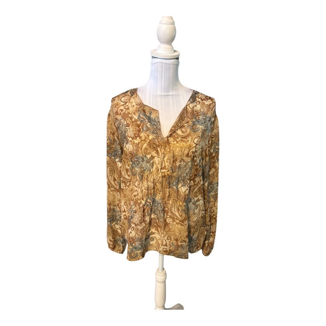 George George Brown Paisley Sheer Blouse Size XL Size XL / US 12-14 / IT 48-50 - 1 Thumbnail