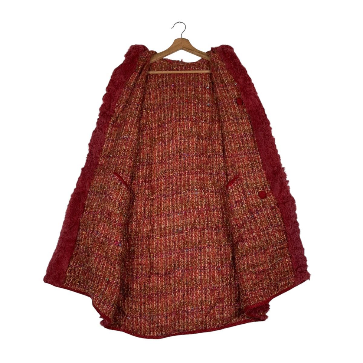 Vintage Reversible Fur & Tweed Hooded Overcoat #1376-C62 Size L / US 10 / IT 46 - 12 Thumbnail