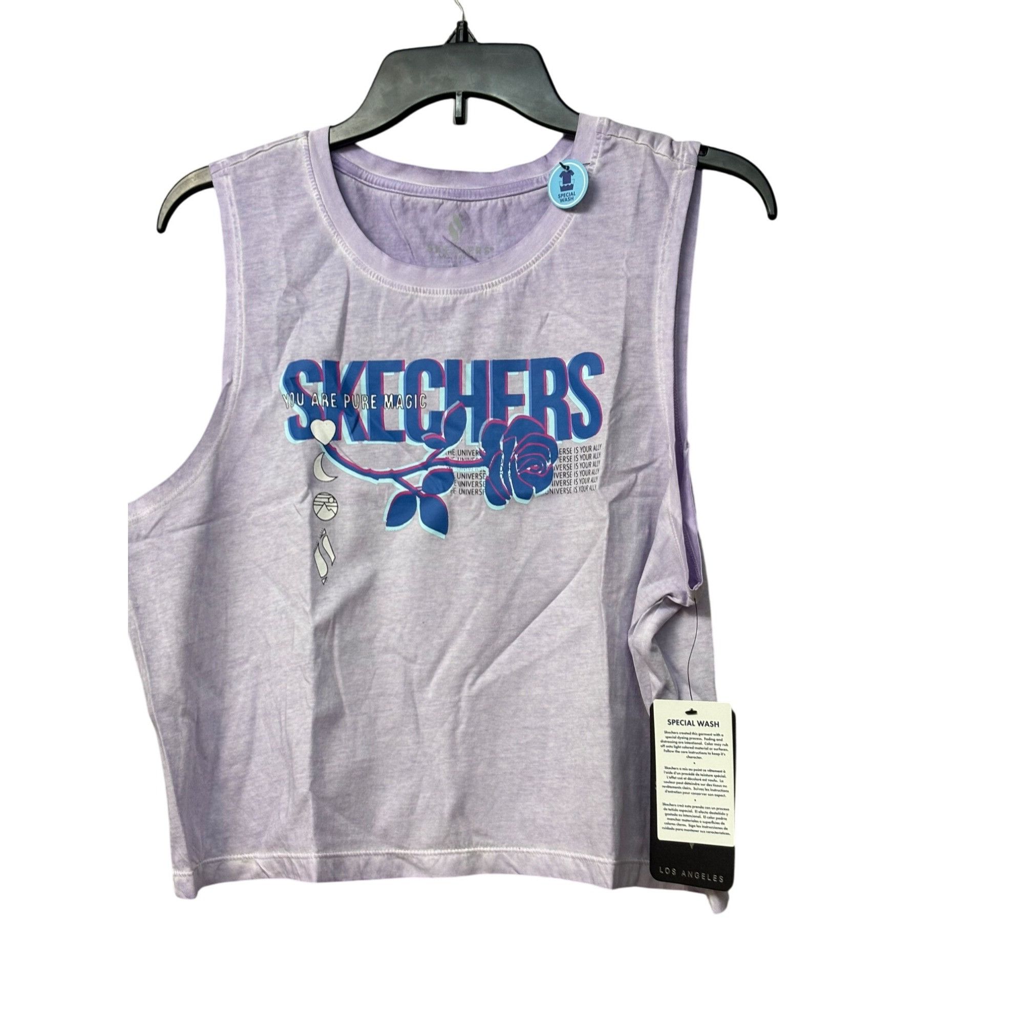 SKECHERS Skechers Apparel 3D Logo Crop Cotton Tank Top, Lavender, L Size L / US 10 / IT 46 - 10 Thumbnail
