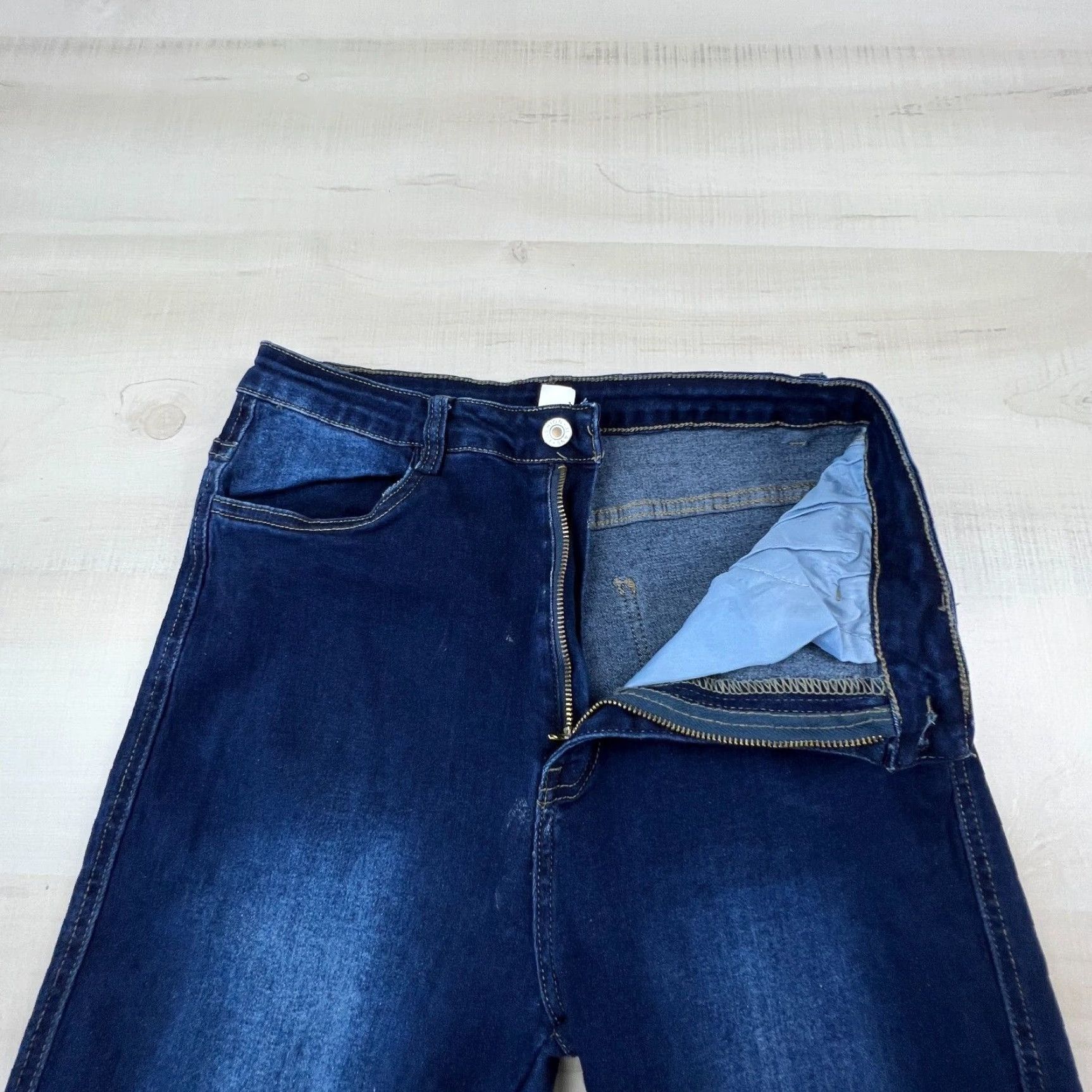 Vintage Dark Blue High Rise Skinny Jeans Women Juniors Large 28" Waist Stretch Size 36" / US 14 / IT 50 - 4 Thumbnail