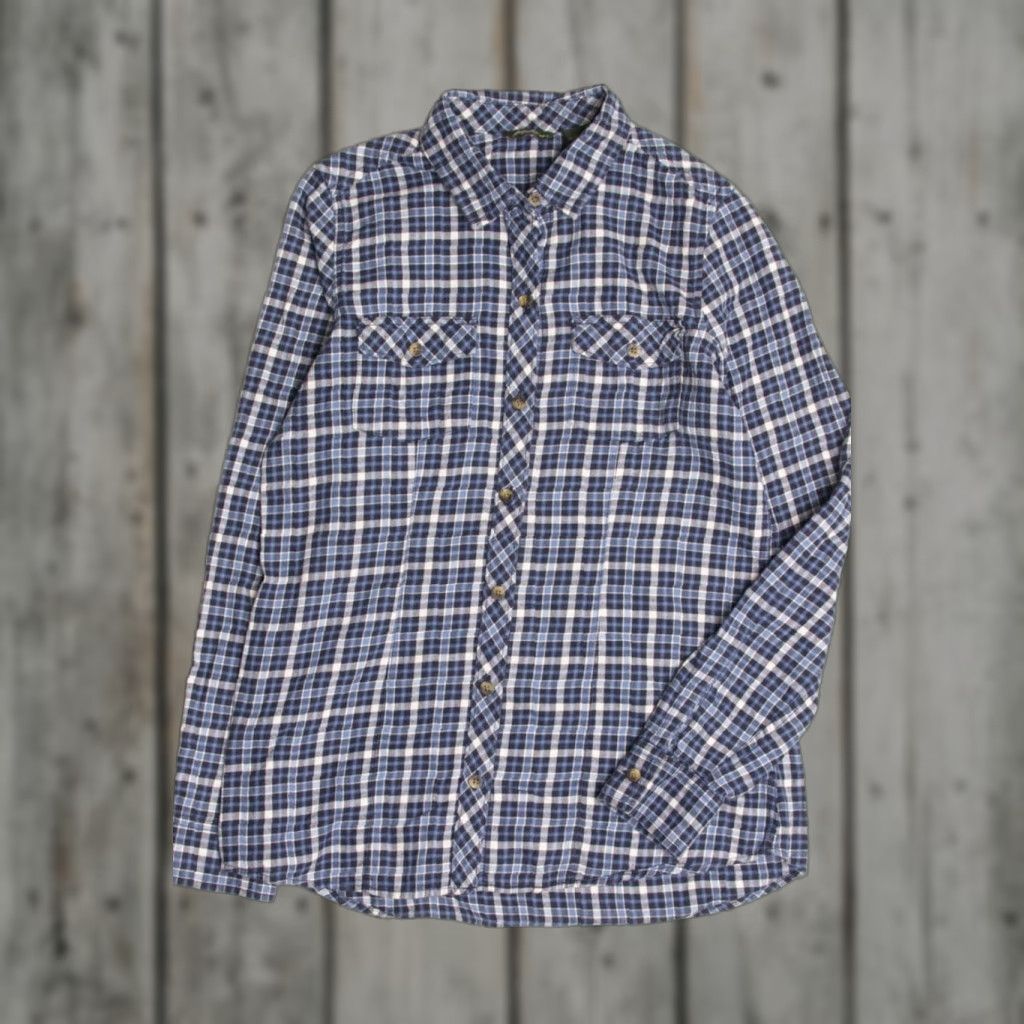 Eddie Bauer VINTAGE Eddie Bauer Blue Flannel Shirt Small Plaid Button-Up Top Womens Small Blue plaid одежды Size S / US 4 / IT 40 - 1 Thumbnail