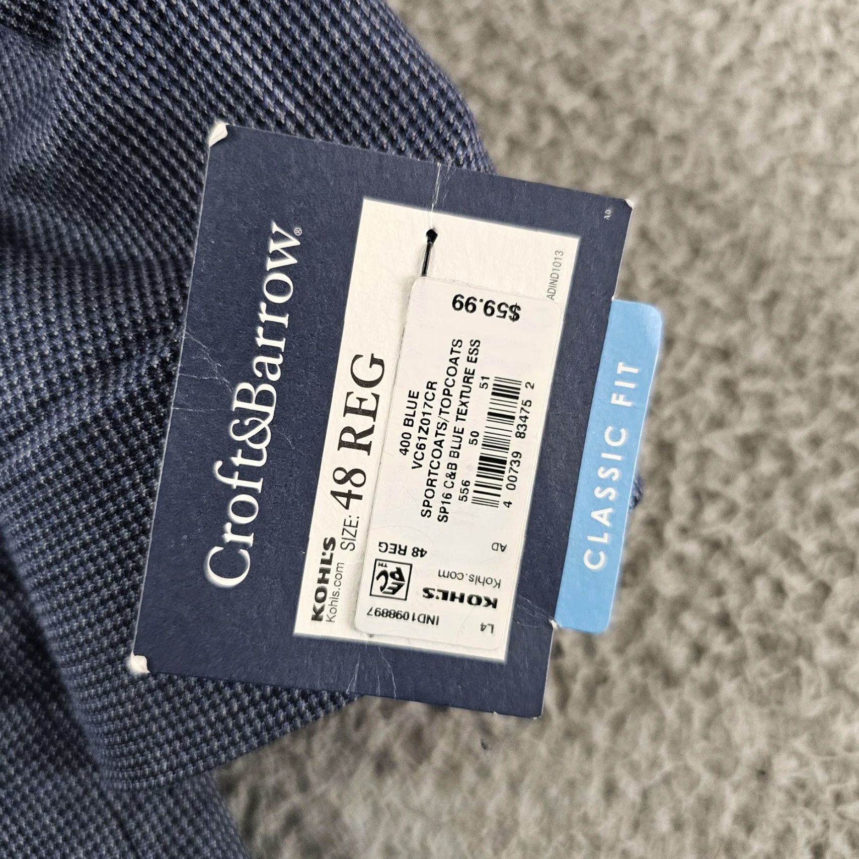 Croft & Barrow Croft & Barrow Sport Coat Mens 48R Blue Check Classic Fit Two-Button Jacket Size US M / EU 48-50 / 2 - 5 Thumbnail