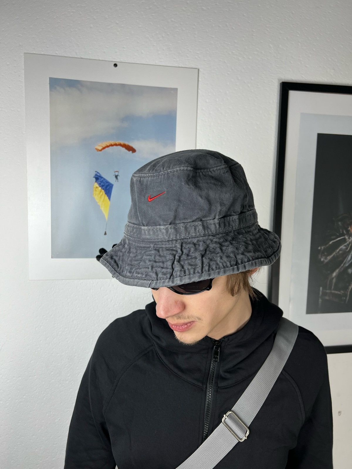 Nike × Vintage Vintage Nike Swoosh Logo Bucket Hat Panama faded Size ONE SIZE - 14 Thumbnail