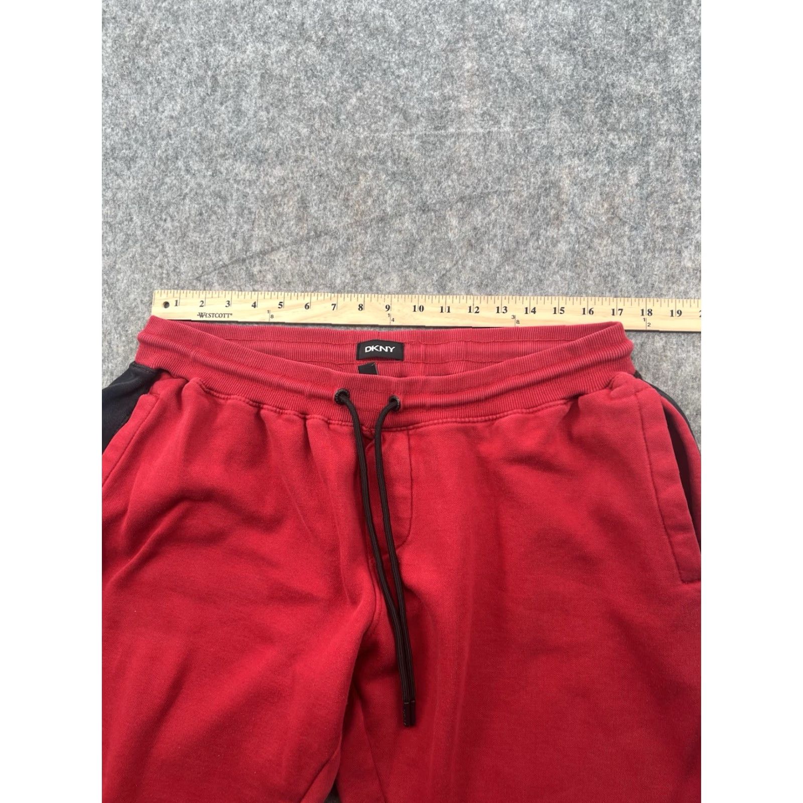 DKNY DKNY Jogger Pants Men's XL Red Fleece Drawstring Sweatpants | Size XL | Cotton Blend Polyester Athletic Tapered Inseam 29 in Pockets Elastic Waist Size US 36 / EU 52 - 2 Thumbnail