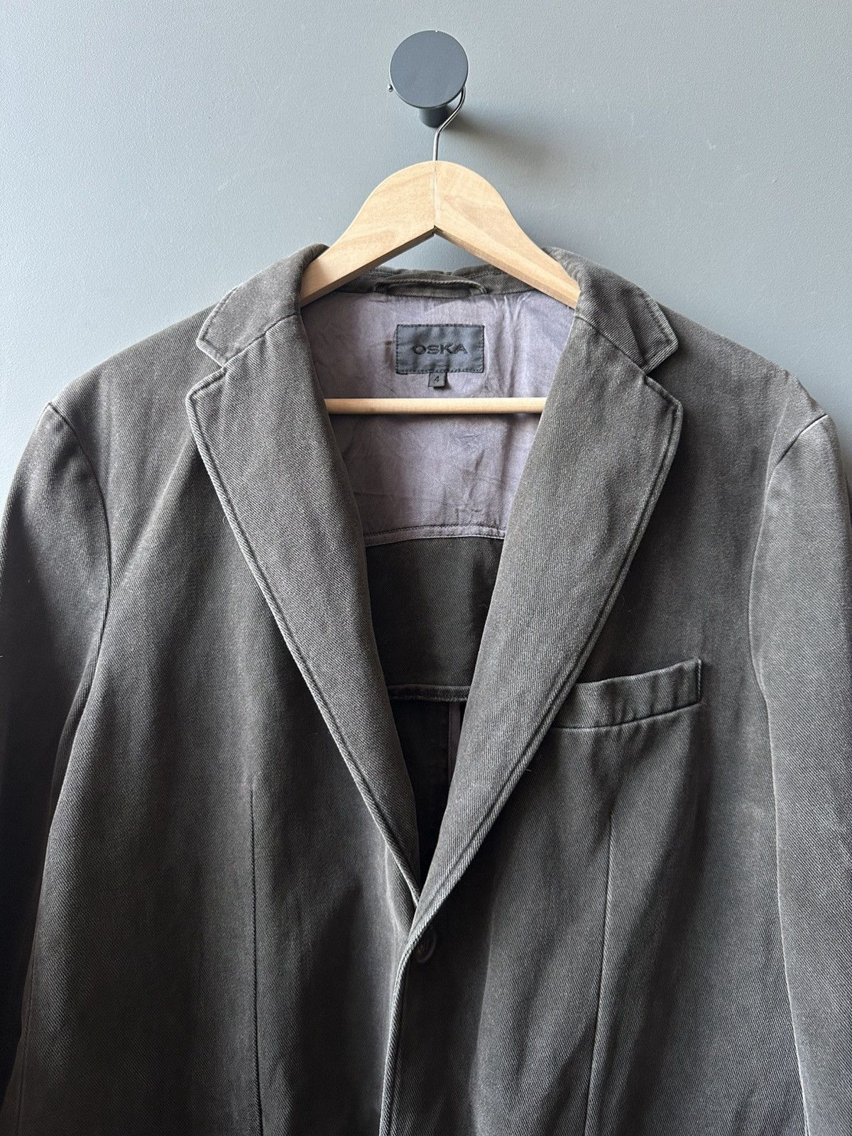 Japanese Brand Oska Faded Green Avant-garde Blazer Size 4 Size 50R - 2 Thumbnail