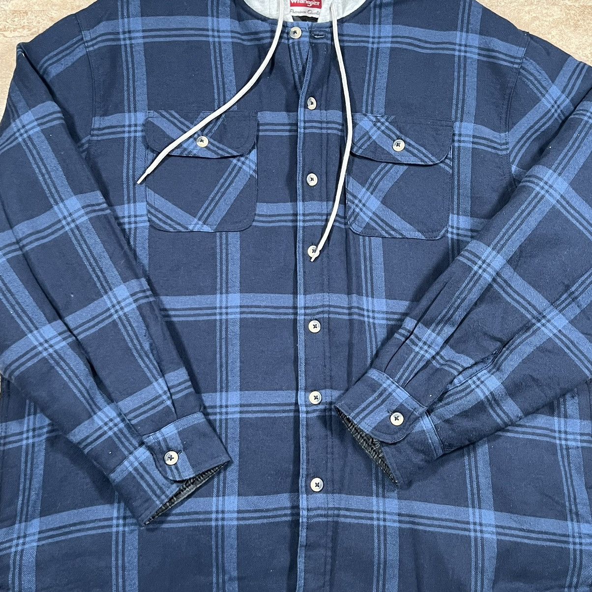 Wrangler Wrangler Plaid Flannel Quilted Lining Button Up Hoodie Size US XL / EU 56 / 4 - 3 Thumbnail