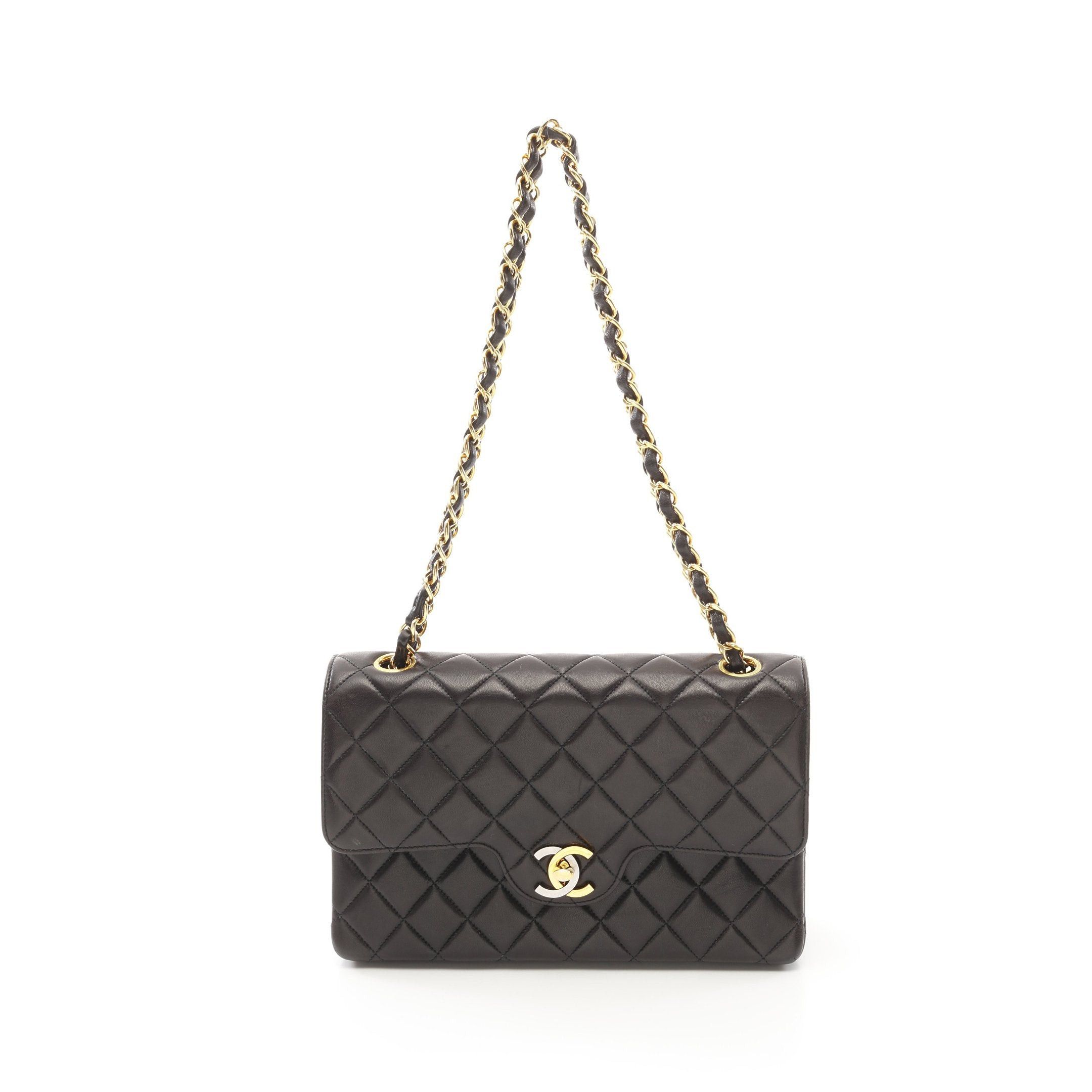 Chanel Chanel Matelasse Double Flap Chain Shoulder Bag Lambskin Black Combination Metal Fittings Paris Exclusive Size ONE SIZE - 1 Thumbnail