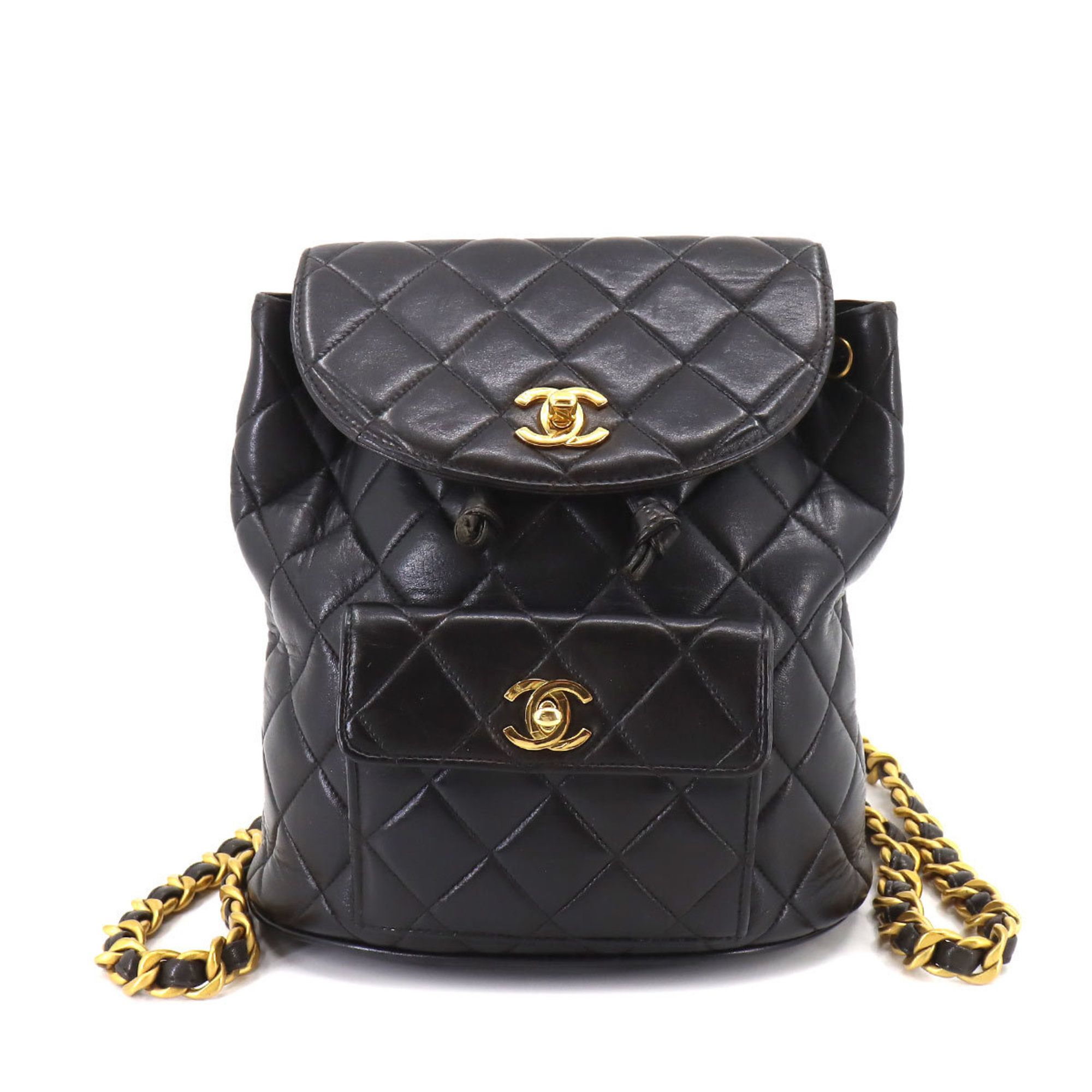 Chanel CHANEL Matelasse Chain Backpack Rucksack Leather Black