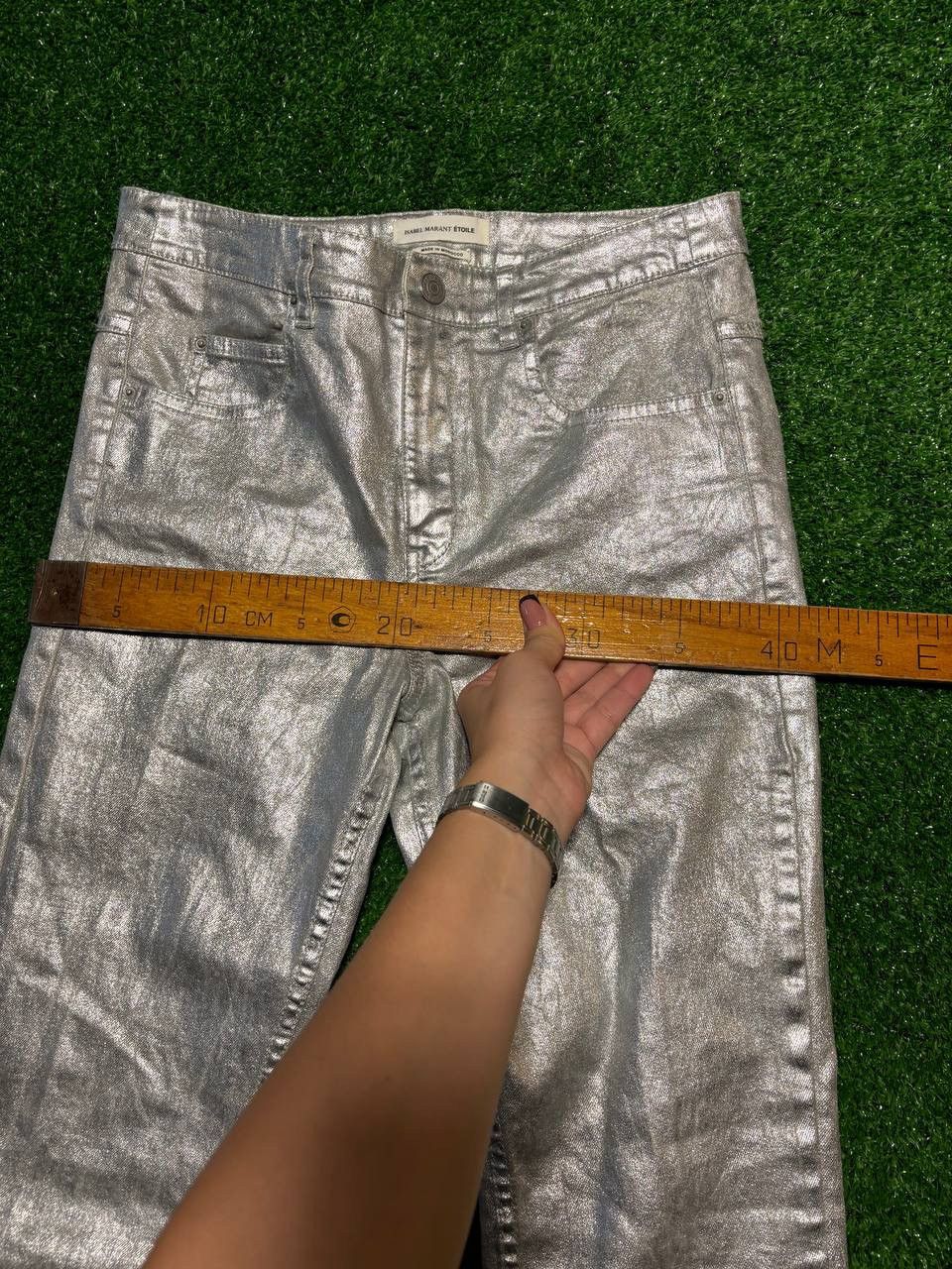 Isabel Marant Etoile Isabel Marant Etoile Silver Coated Metallic Skinny Jeans Size 25" / US 0 / IT 36 - 8 Thumbnail