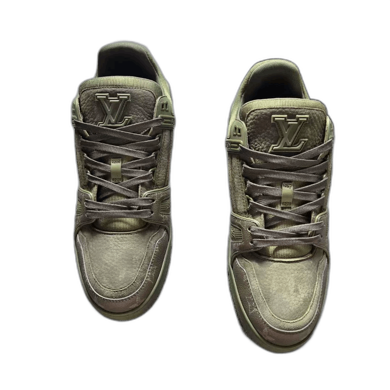 Louis Vuitton Louis Vuitton Green Trainer Sneakers Size 8 Size US 8 / EU 41 - 1 Thumbnail