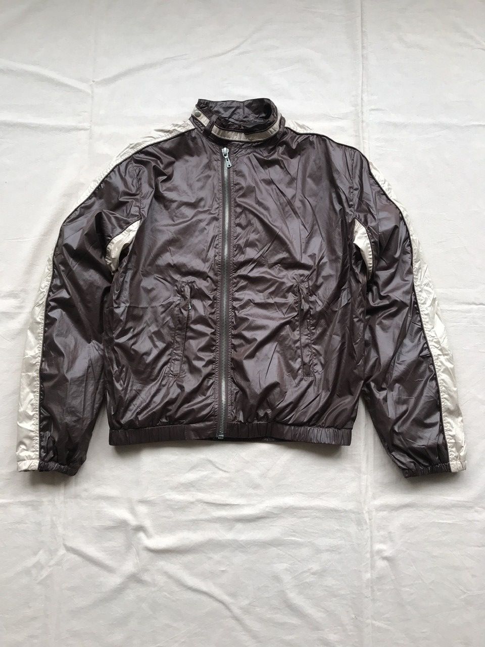 image of Tom Ford x YSL Rive Gauche By Tom Ford YSL Rive Gauche 2003 Nylon Moto Biker Jacket in Brown (Size 