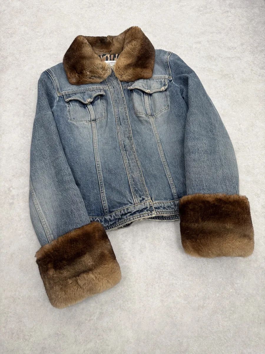 Dolce & Gabbana FW1998 Dolce & Gabbana Blue Denim & Fur Jacket Size M / US 6-8 / IT 42-44 - 4 Thumbnail