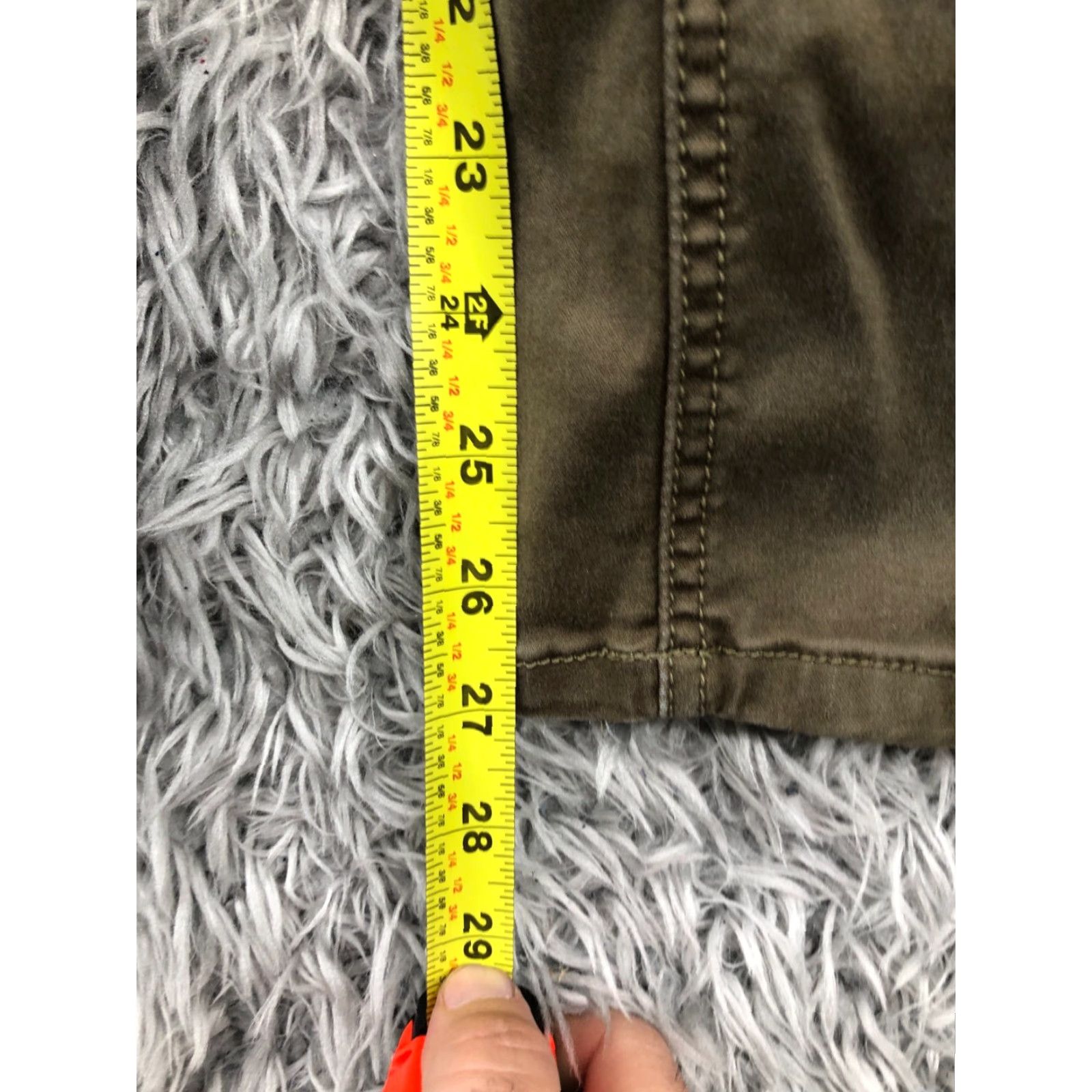 Vintage Maurices Skinny Pants Size 16 Short Womens Beige Green Knit Stretch Pockets Flat Front Regular Ankle Mid Rise Size 38" / US 16 / IT 52 - 3 Thumbnail