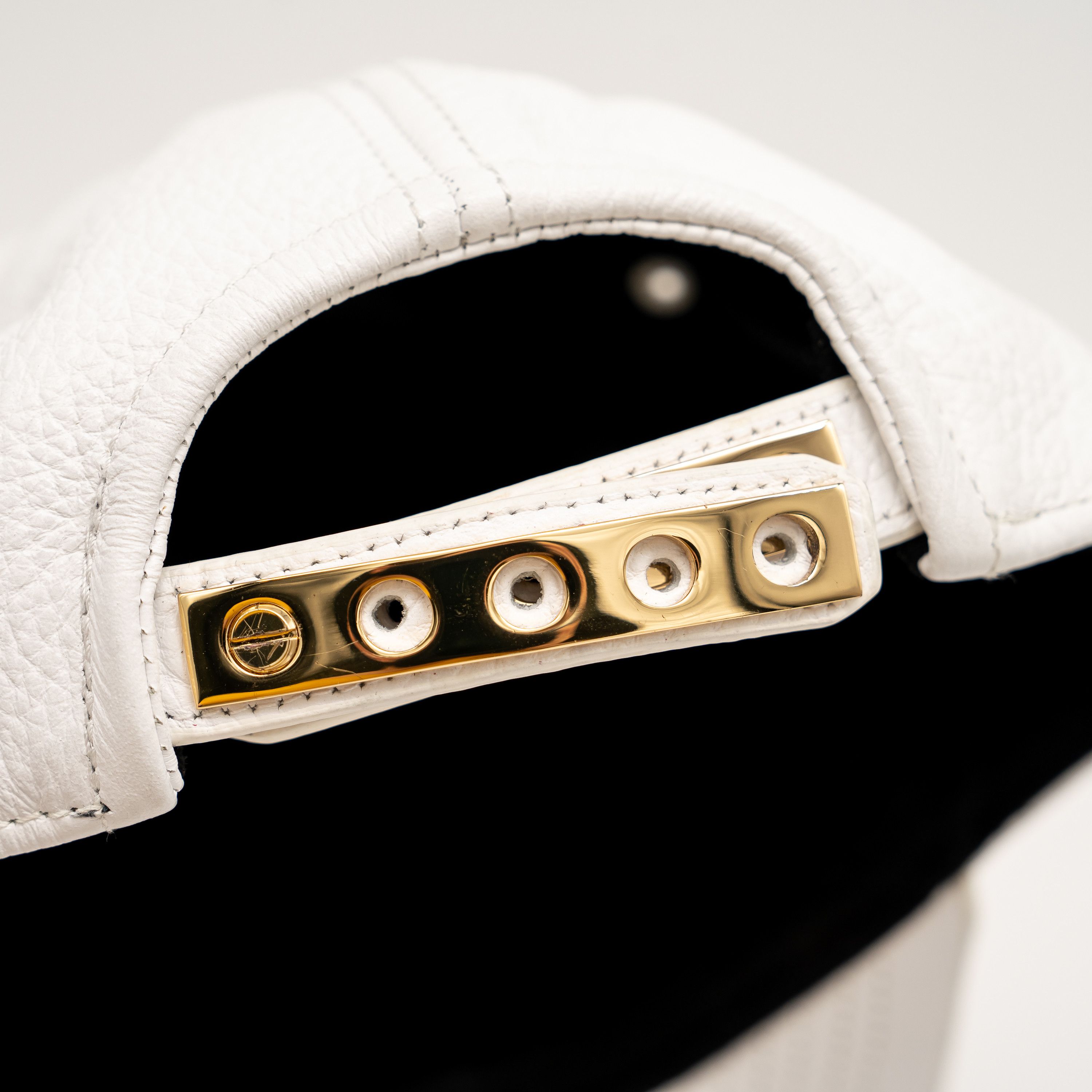 Buscemi Buscemi Screwback Cap Pebbled Cow Leather White Hat Gold Size ONE SIZE - 7 Thumbnail