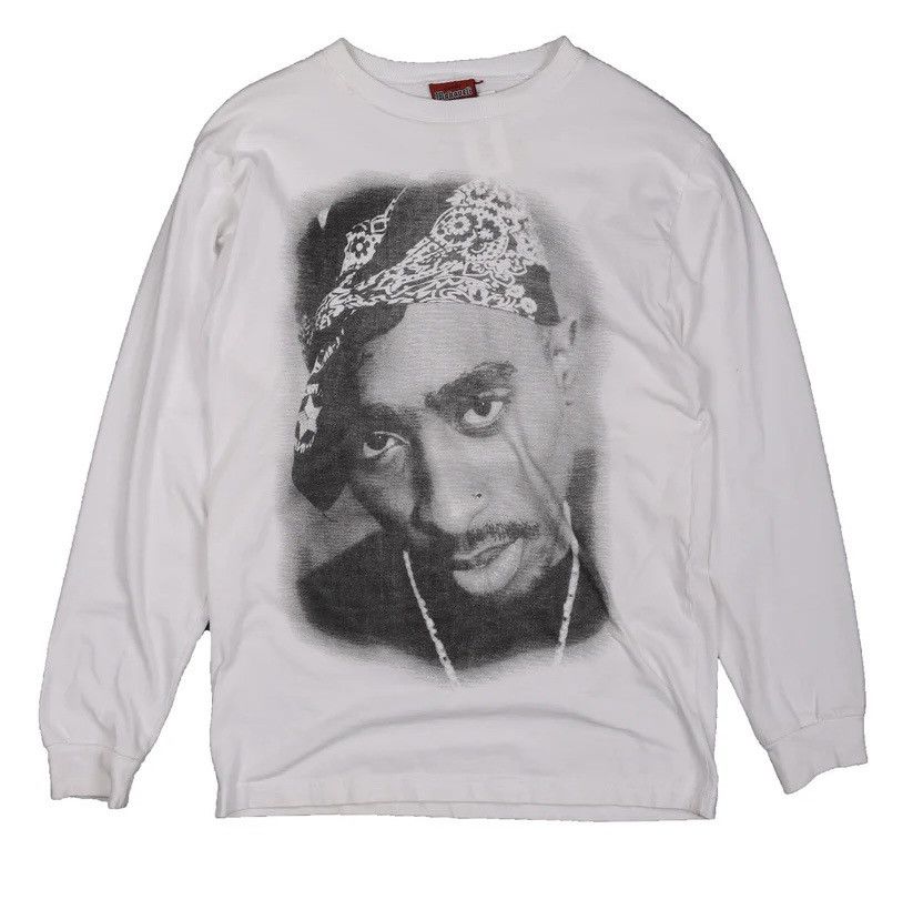 image of Makaveli Brand Longsleeve Tupac Portrait Tee in White, Men's (Size Small)