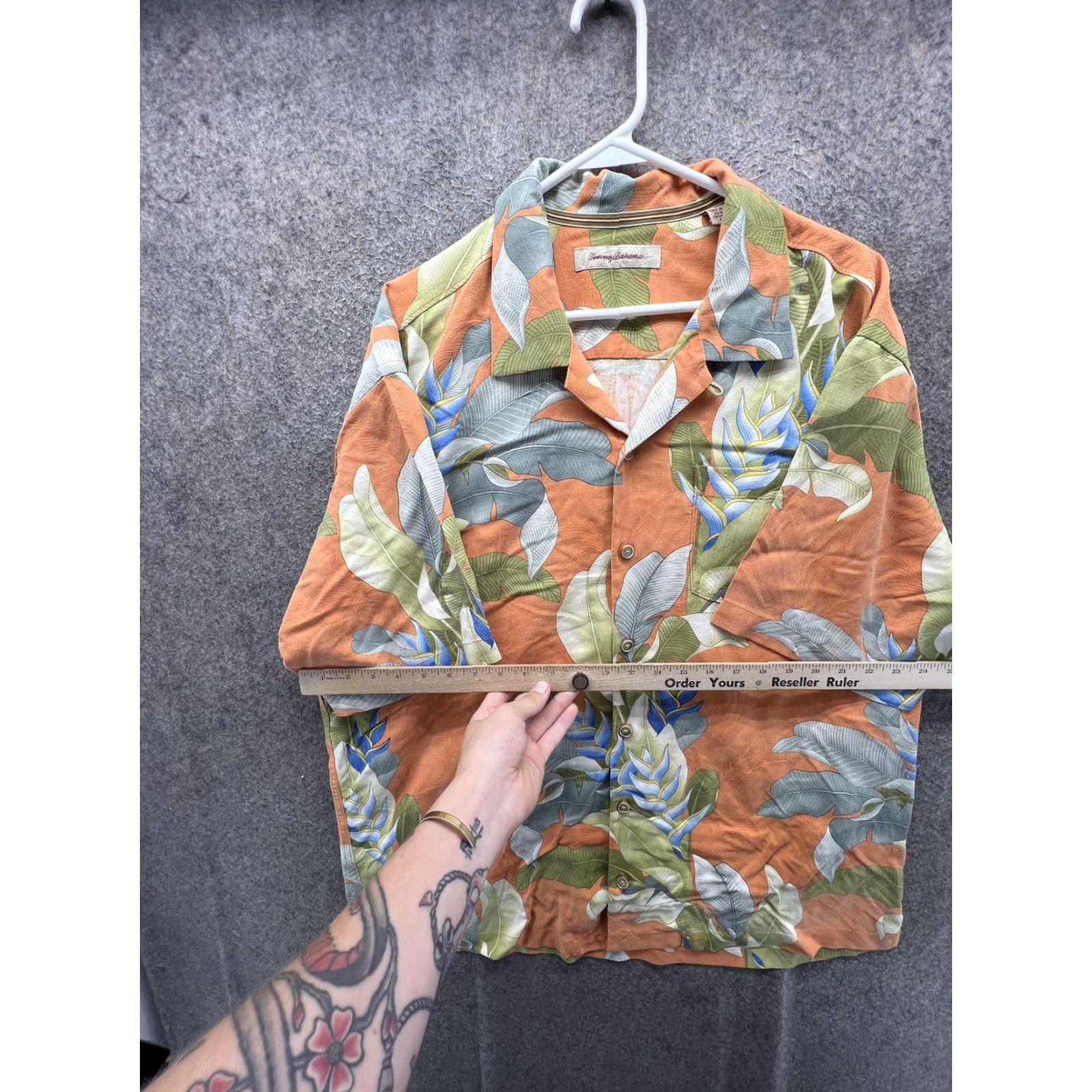 Tommy Bahama Tommy Bahama Shirt Mens XL Orange Floral Silk Hawaiian Short Sleeve Button Front Camp Paradise Button-Up Shirt Size US XL / EU 56 / 4 - 5 Thumbnail