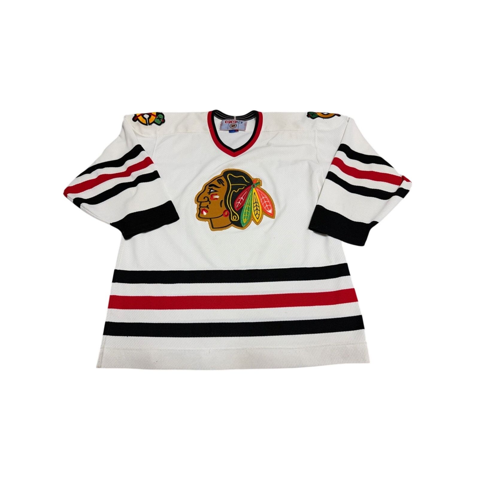 Ccm Vintage Chicago Blackhawks Jersey White NHL Hockey CCM 90s Size US L / EU 52-54 / 3 - 1 Thumbnail
