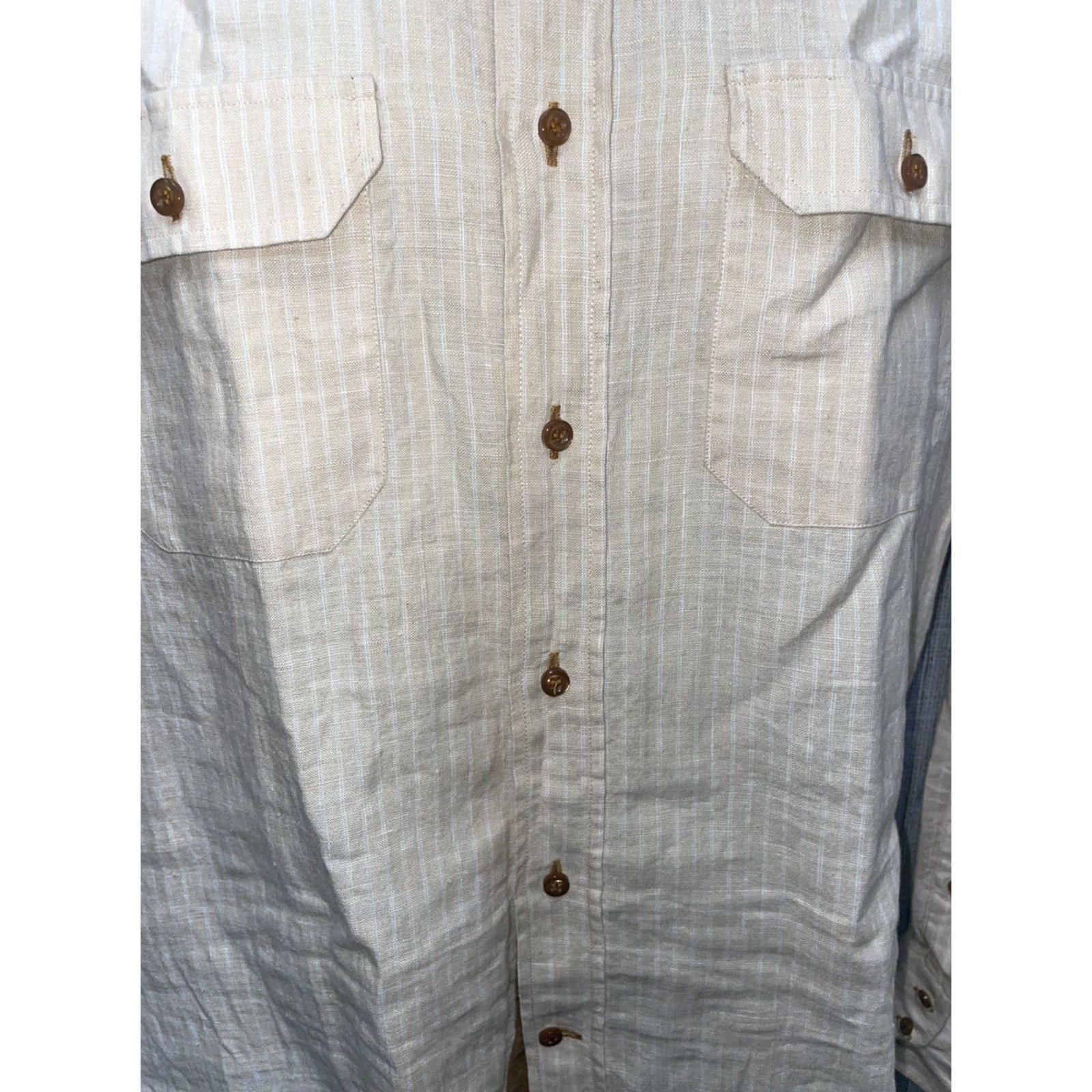 Valentino Leonard Valenti Button-Down Shirt Mens M Brown Beige Button-Up Long Sleeve Shirt Size US M / EU 48-50 / 2 - 4 Thumbnail