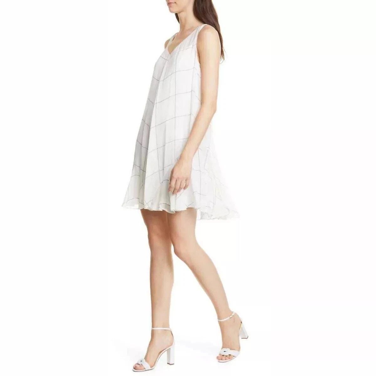 Club Monaco Dress Windowpane A Line Chiffon Slvless Pleated Party Summer Size S / US 4 / IT 40 - 3 Thumbnail