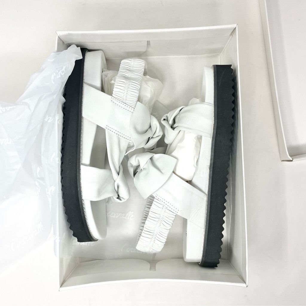 Leather NEW L’Intervalle Atlantis White Leather Bow Sandals 8/39 Size US 8 / IT 38 - 2 Thumbnail